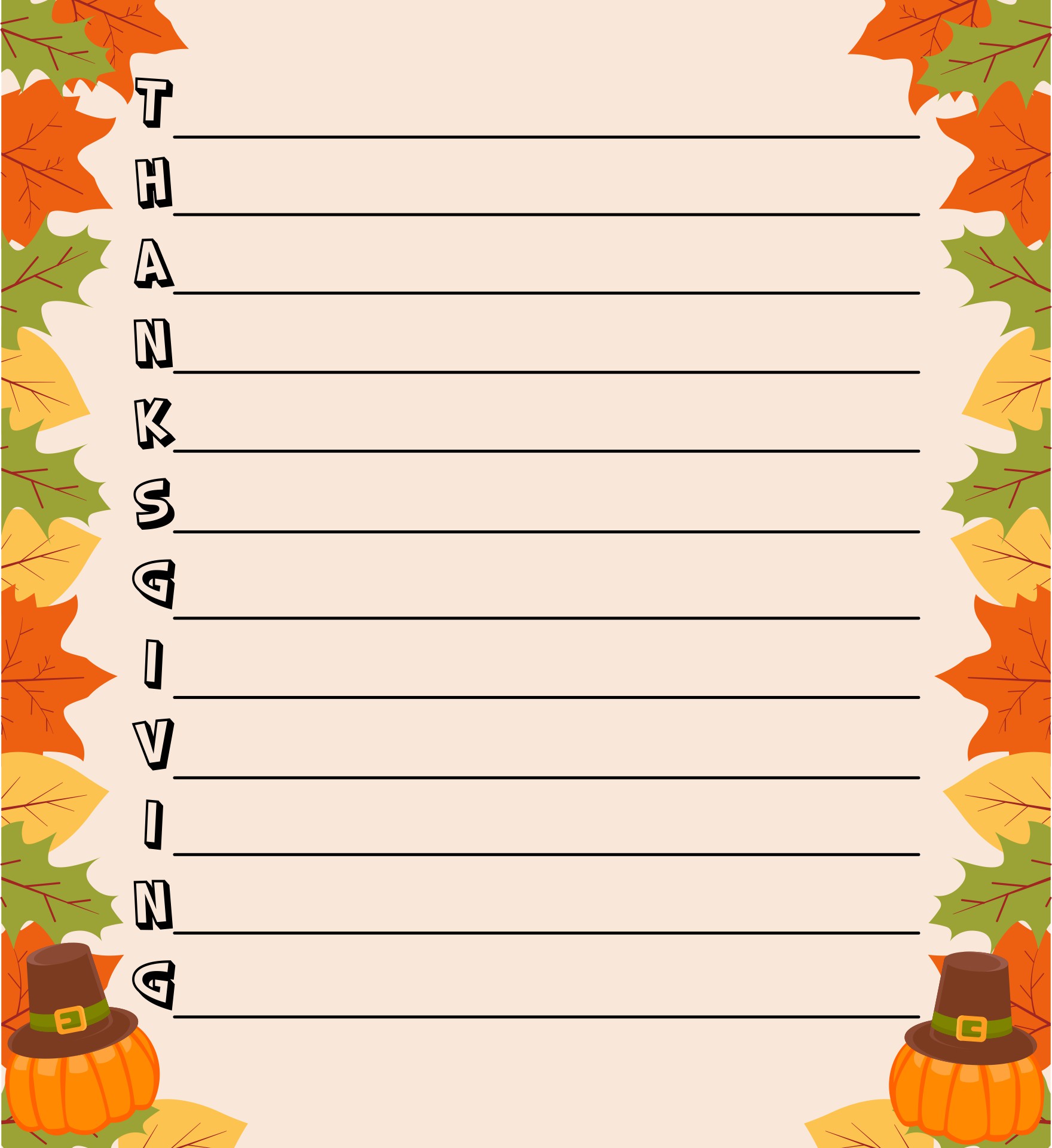 Printable Thanksgiving Acrostic Poems Template