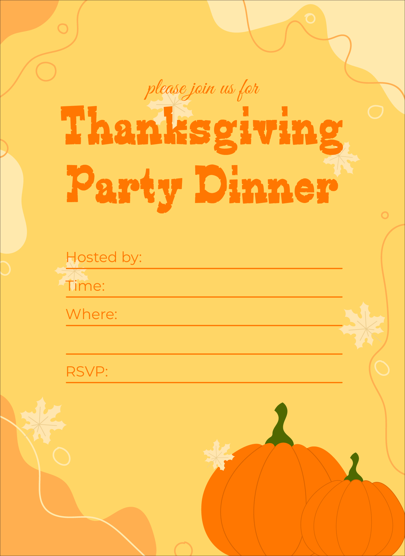 Printable Thanksgiving Invitation Blank