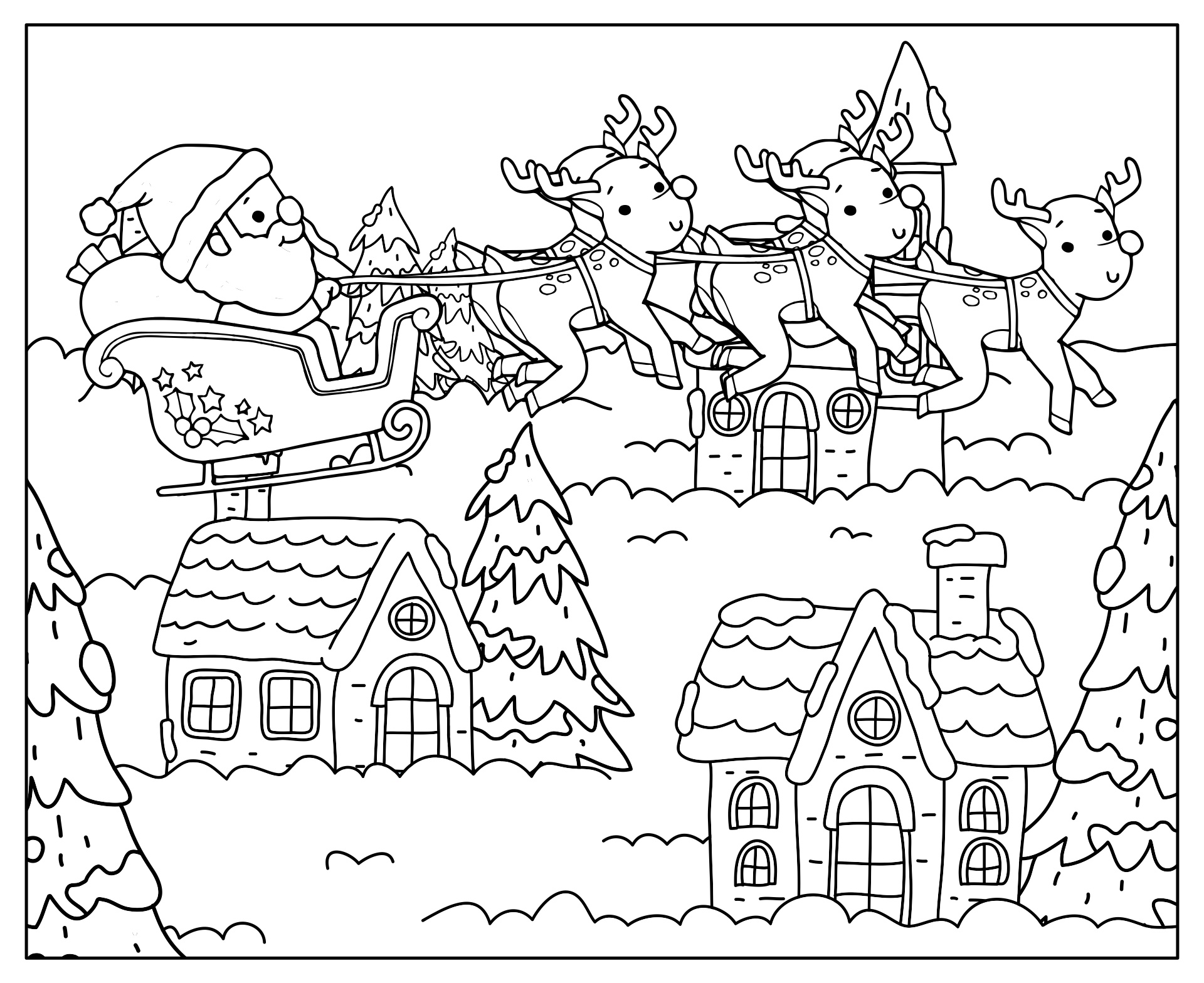 Reindeer Coloring Pages For Kids & Adults Printables