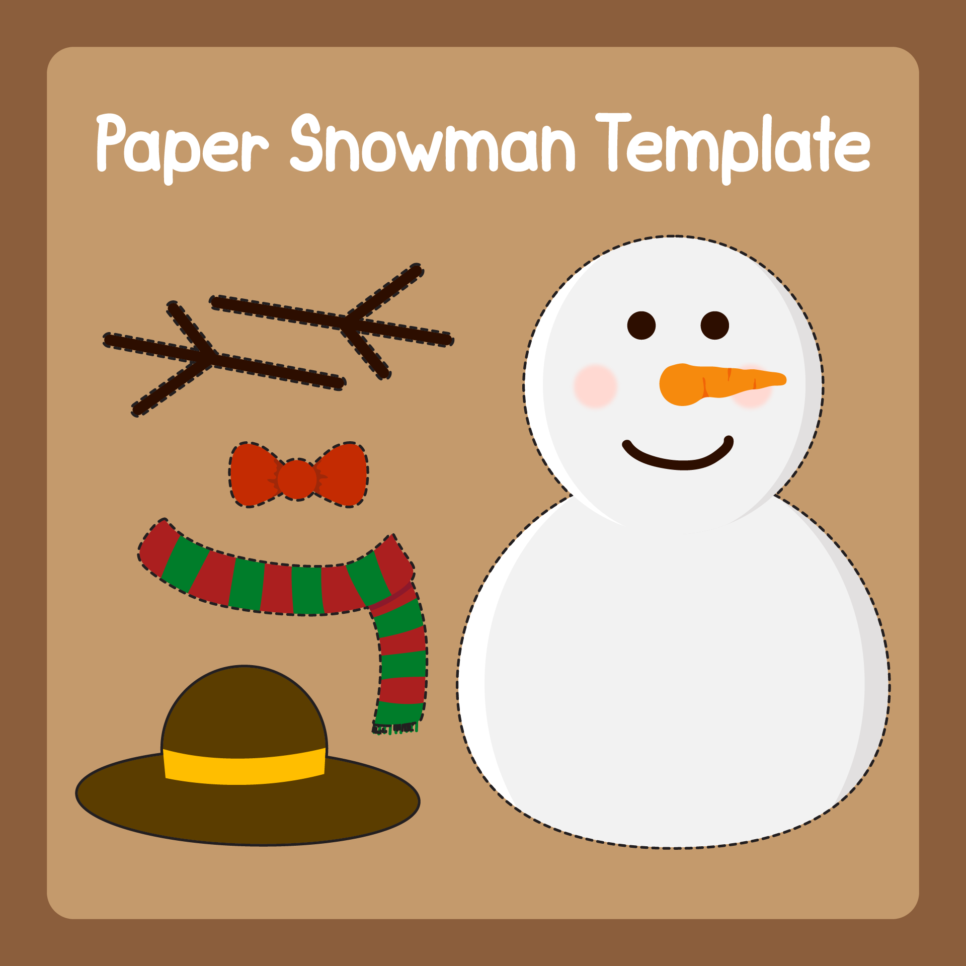 Scissor Cutting Snow Man Template Printable