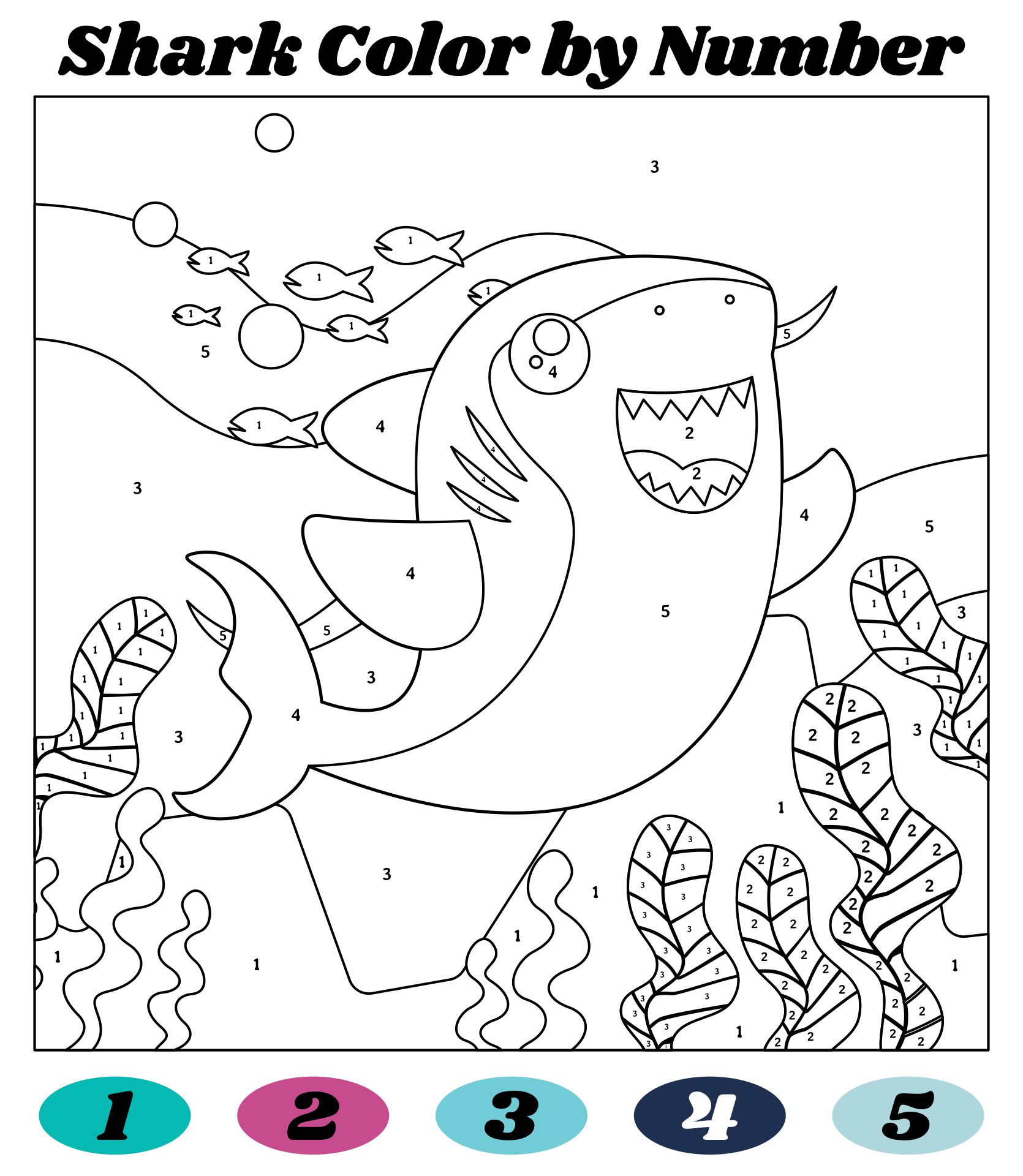 Shark Color By Number Printable