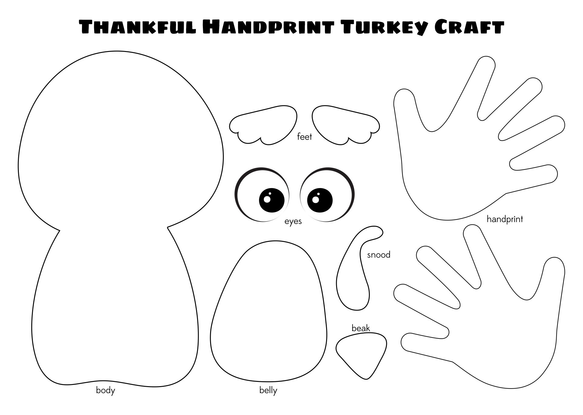 Thankful Handprint Turkey Craft Printable