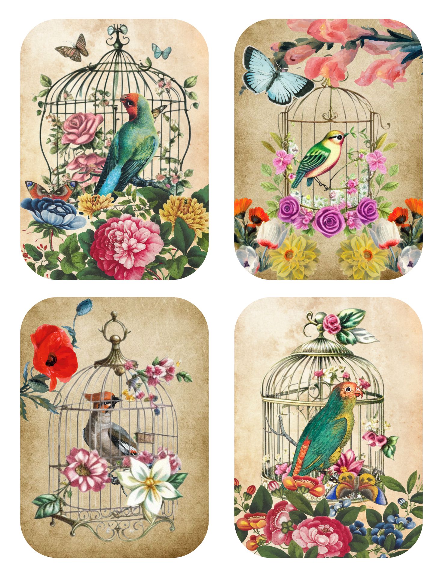 Vintage Victorian Birdcages Collage Sheet Printable