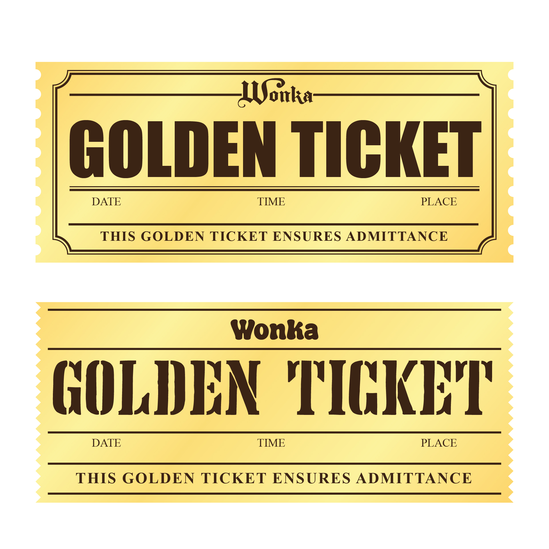 Printable Wonkabar Golden Ticket Template DIY