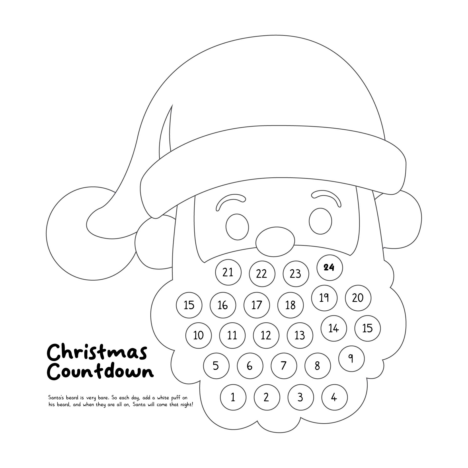 Printable Christmas Countdown Preschool Activities