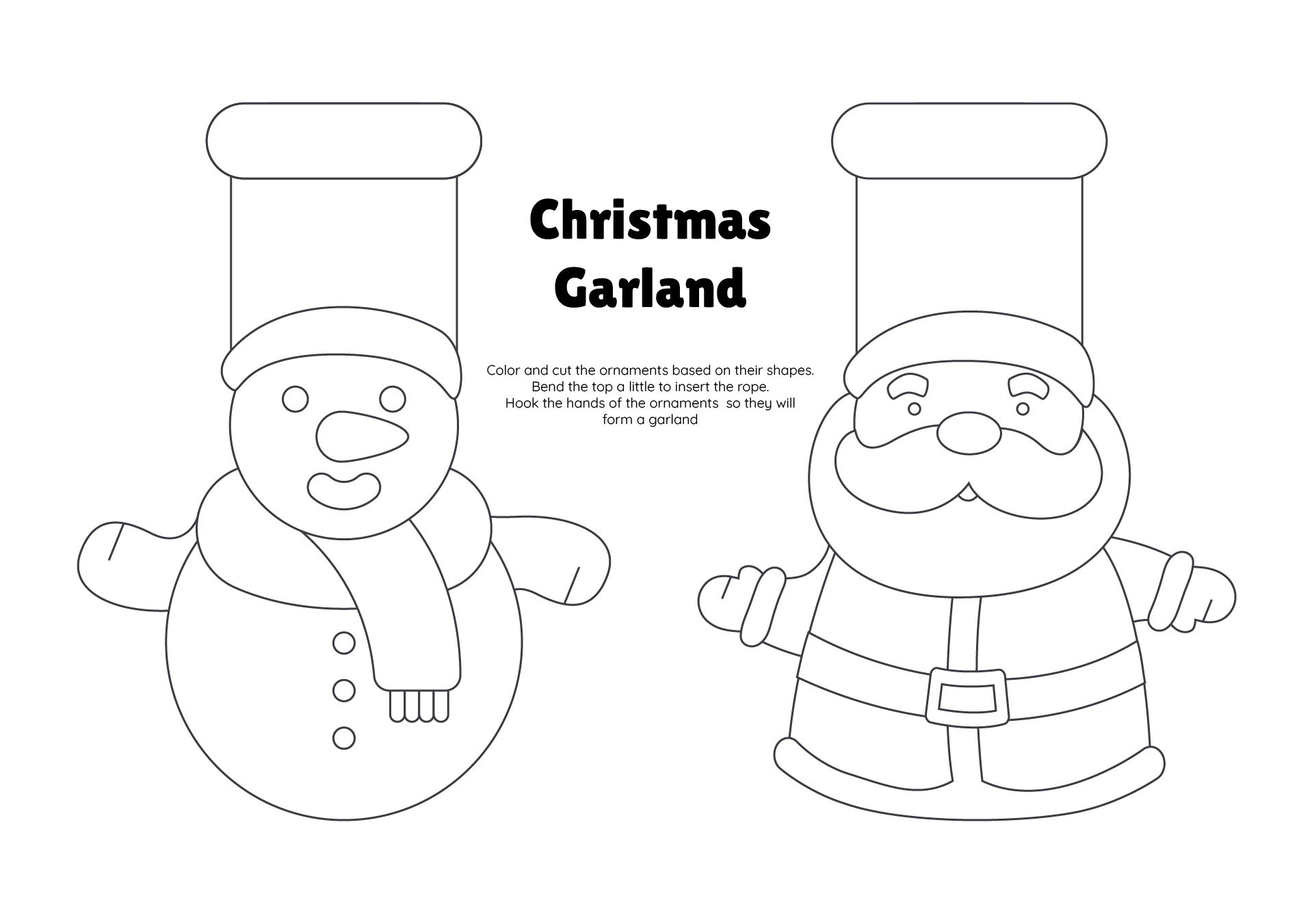 Printable Snowman And Santa Craft Template