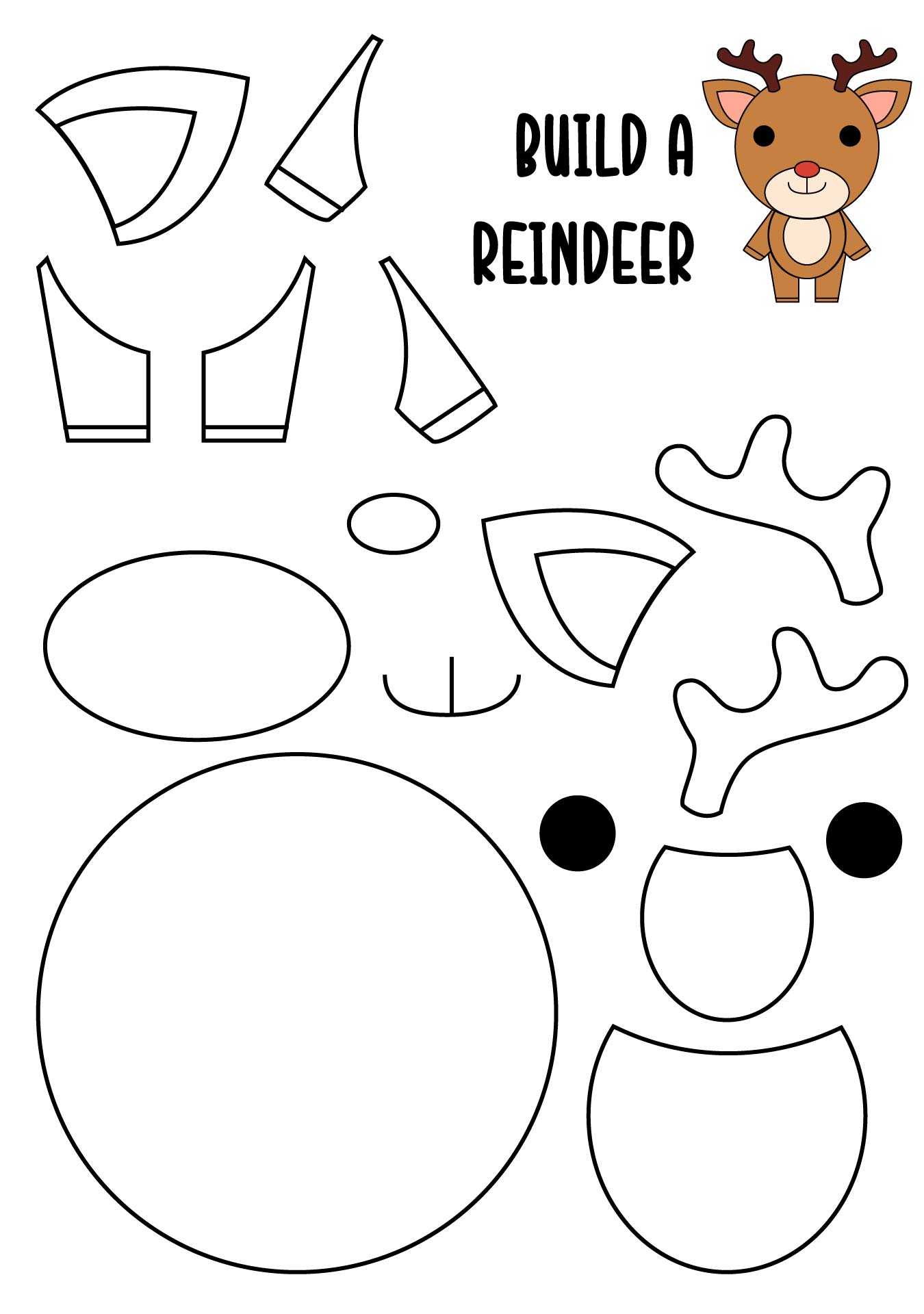 Build A Reindeer Printable Craft Activity