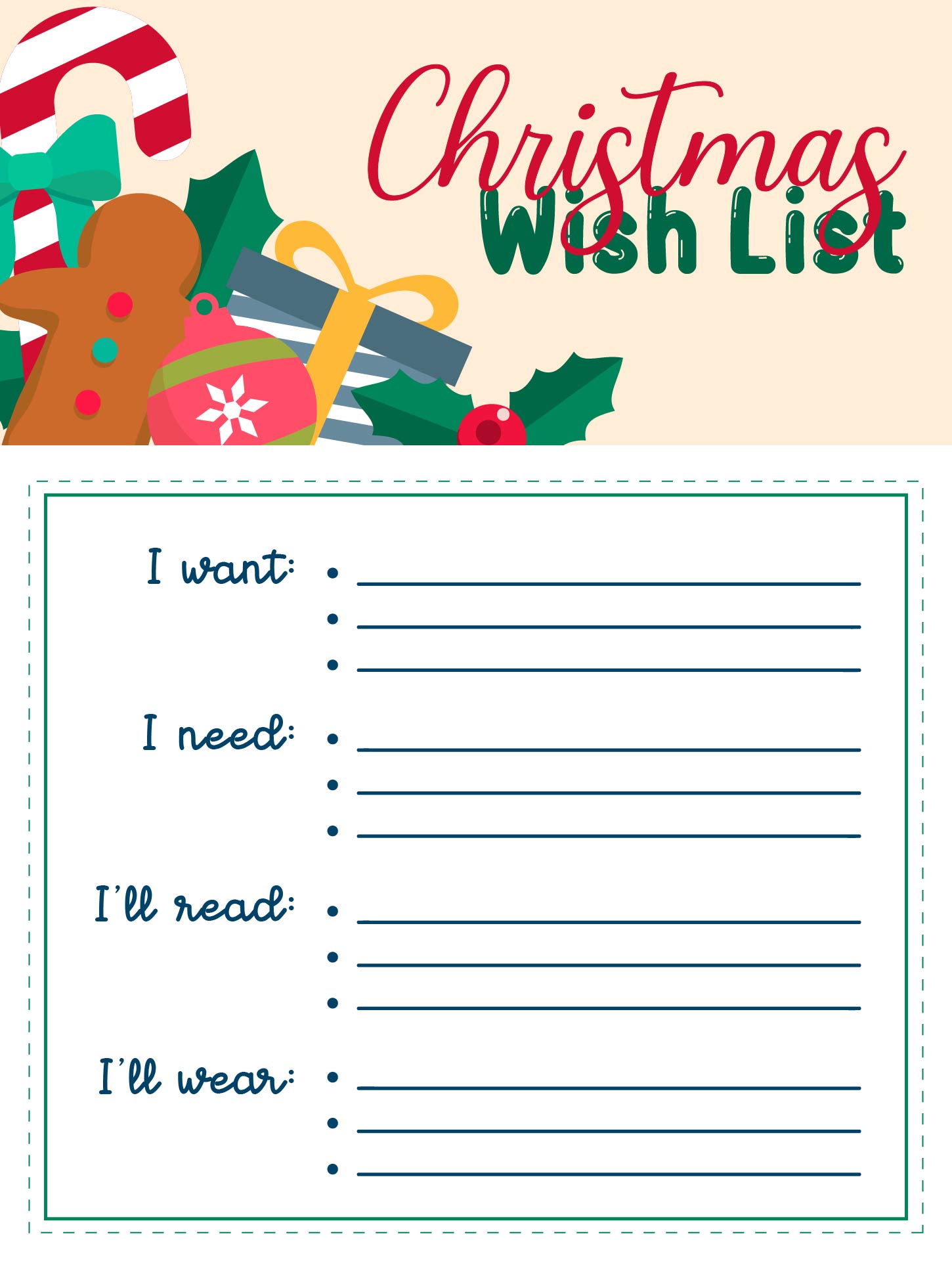 Christmas Wish List Printable With The 4 Gift Rules