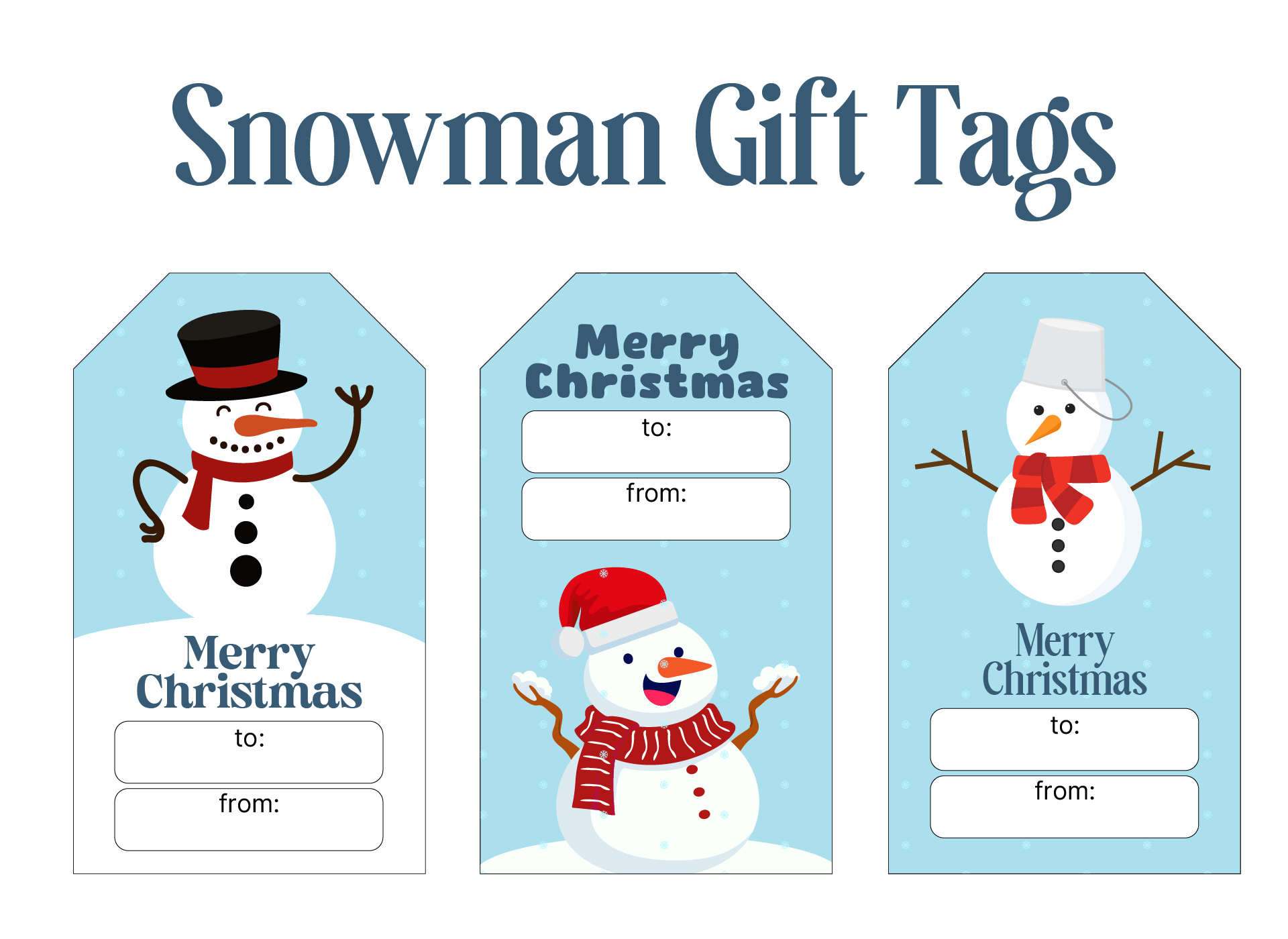 Printable Colored Snowman Gift Tags