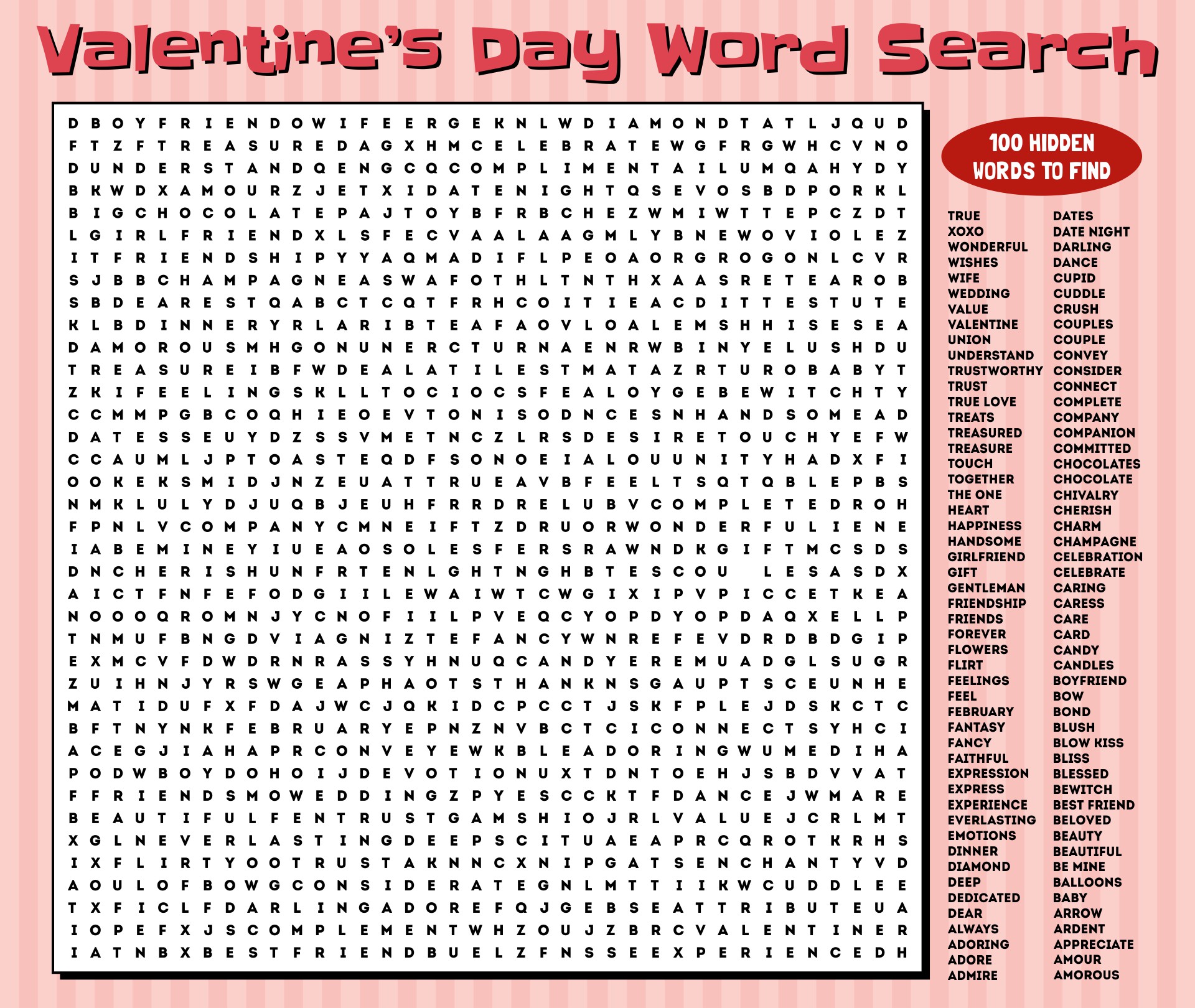100 Words Printable Hard Word Search