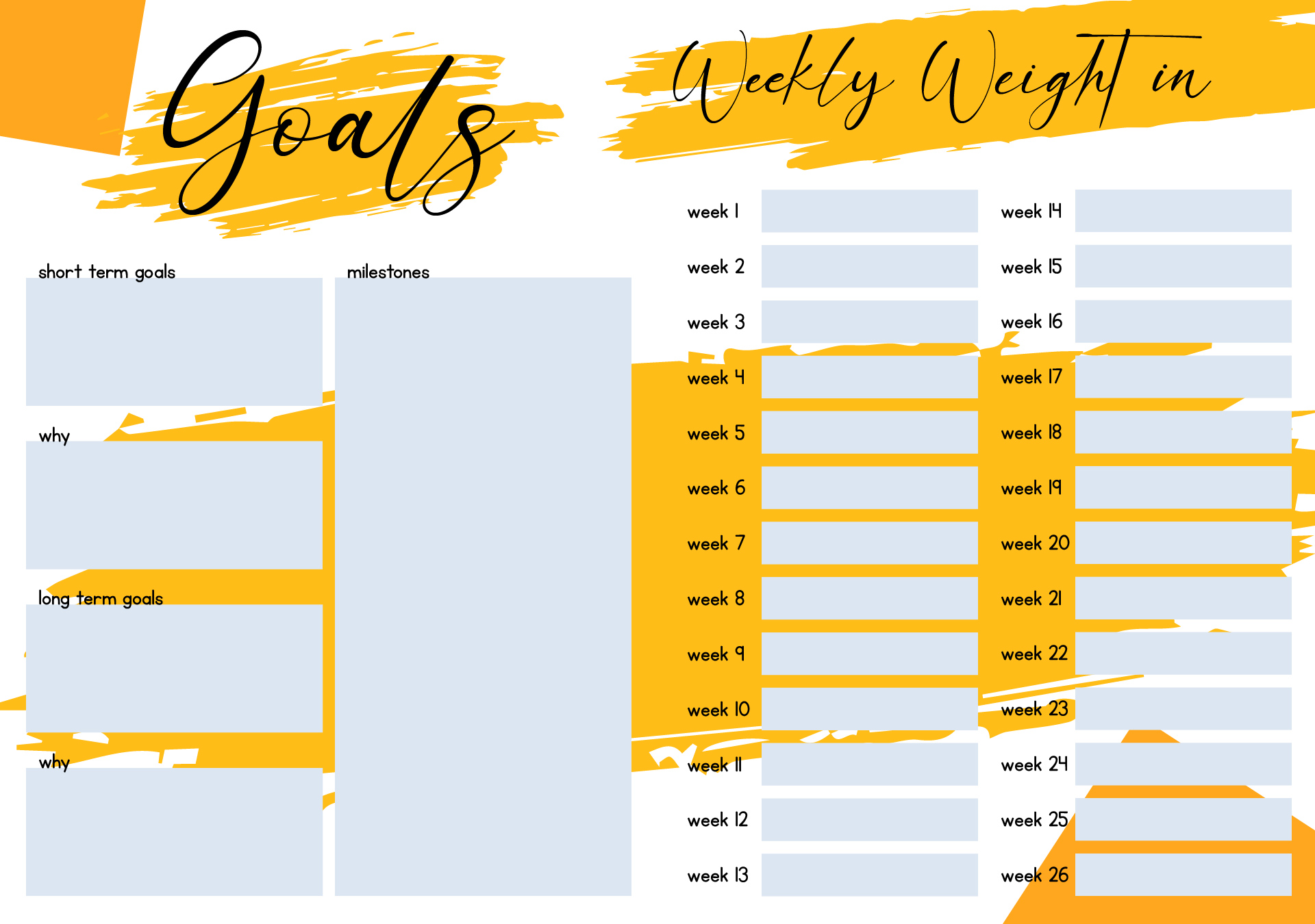 Printable Weight Loss Chart And Journal