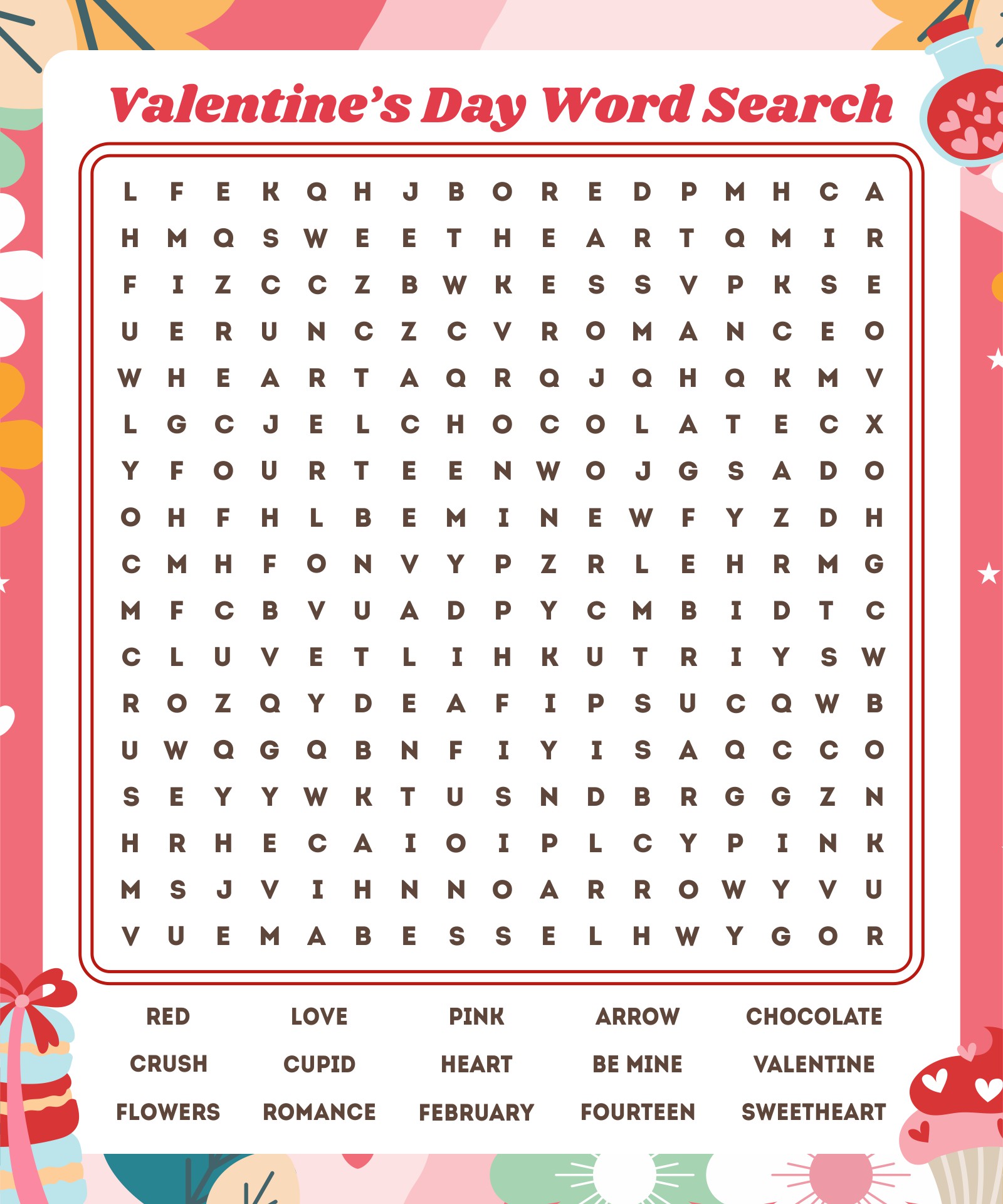 Freebie Valentine Word Search Printable