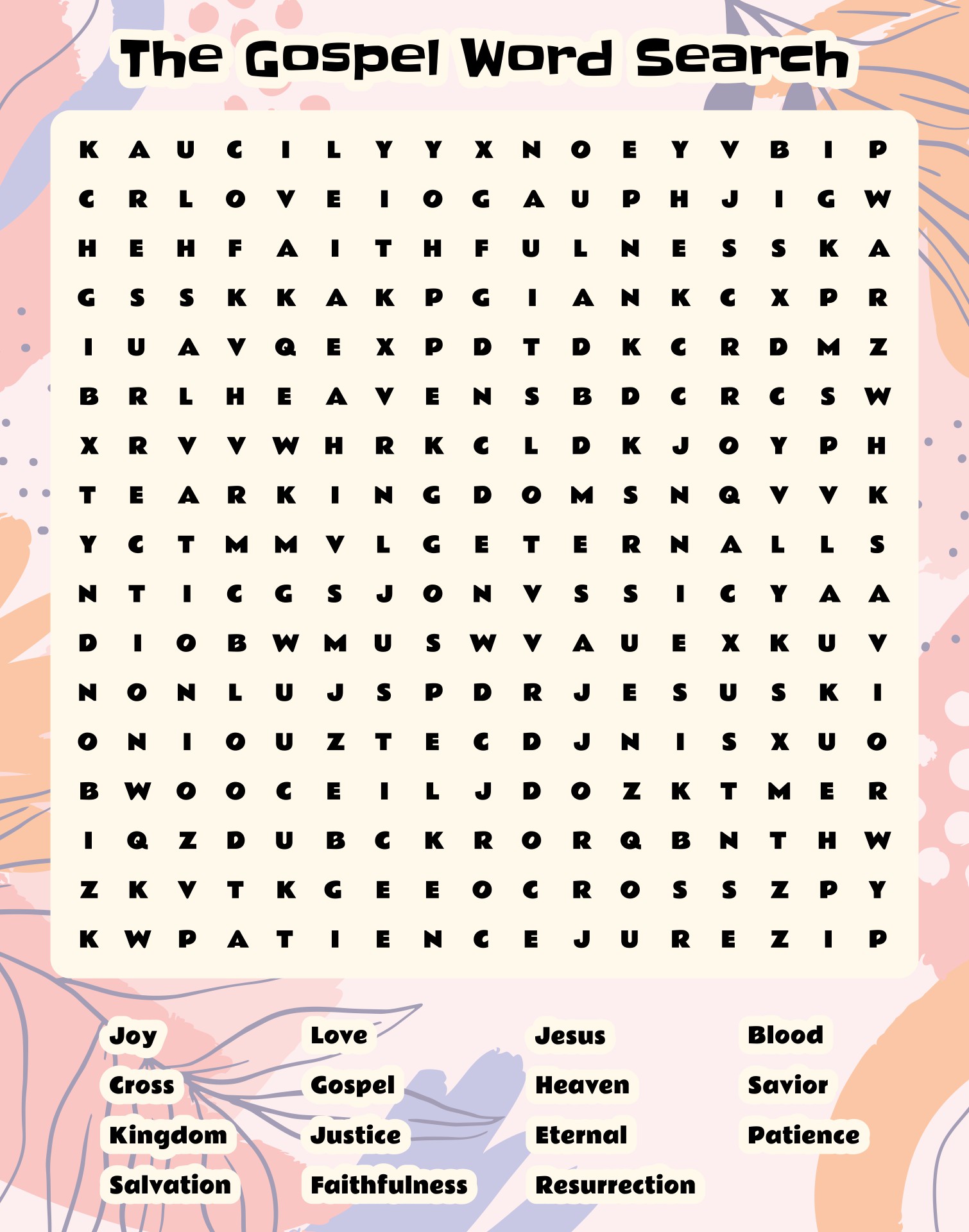 Gospel Word-Search Puzzles Printable