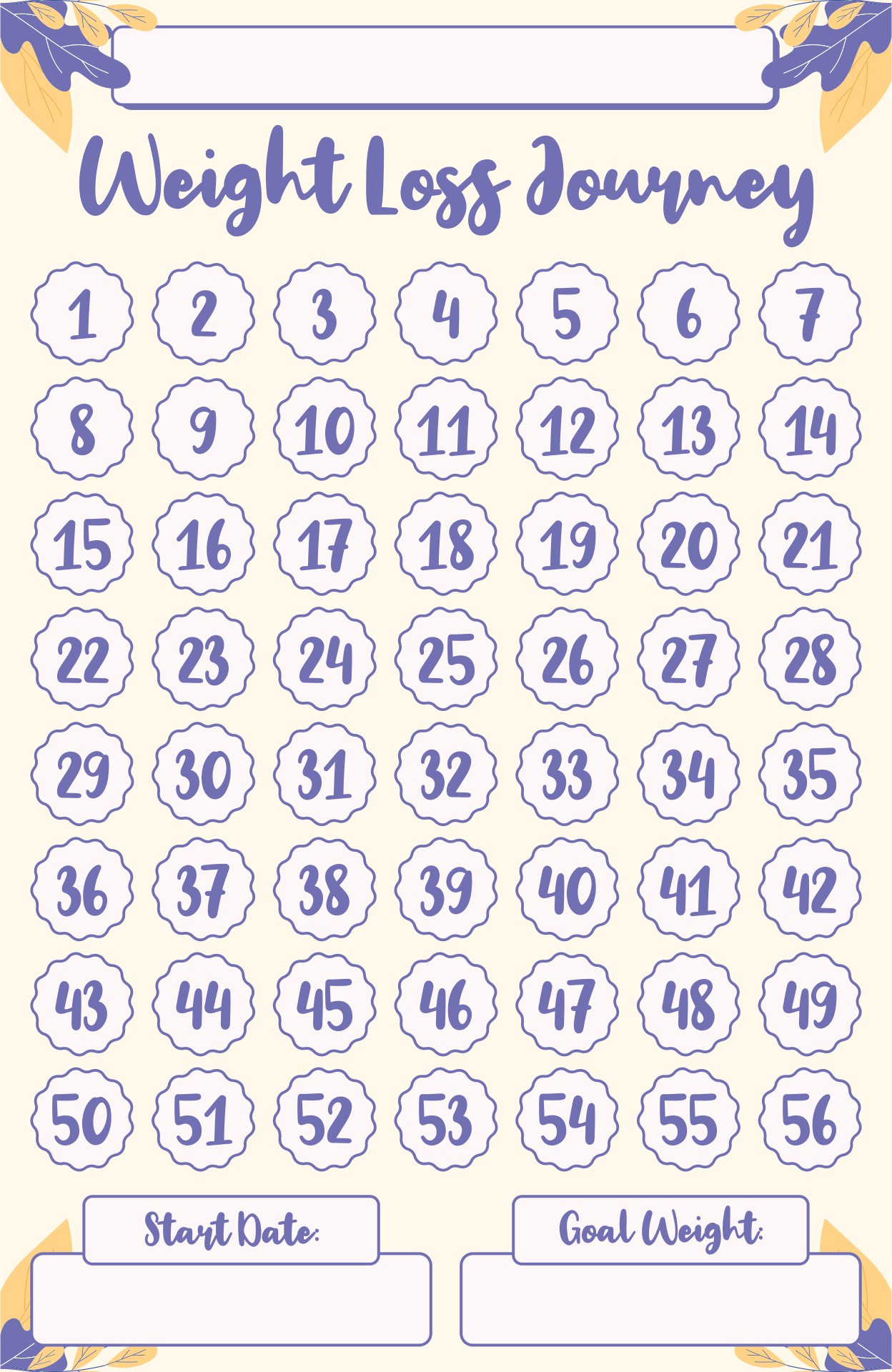 Personalised Weight Loss Countdown Printable