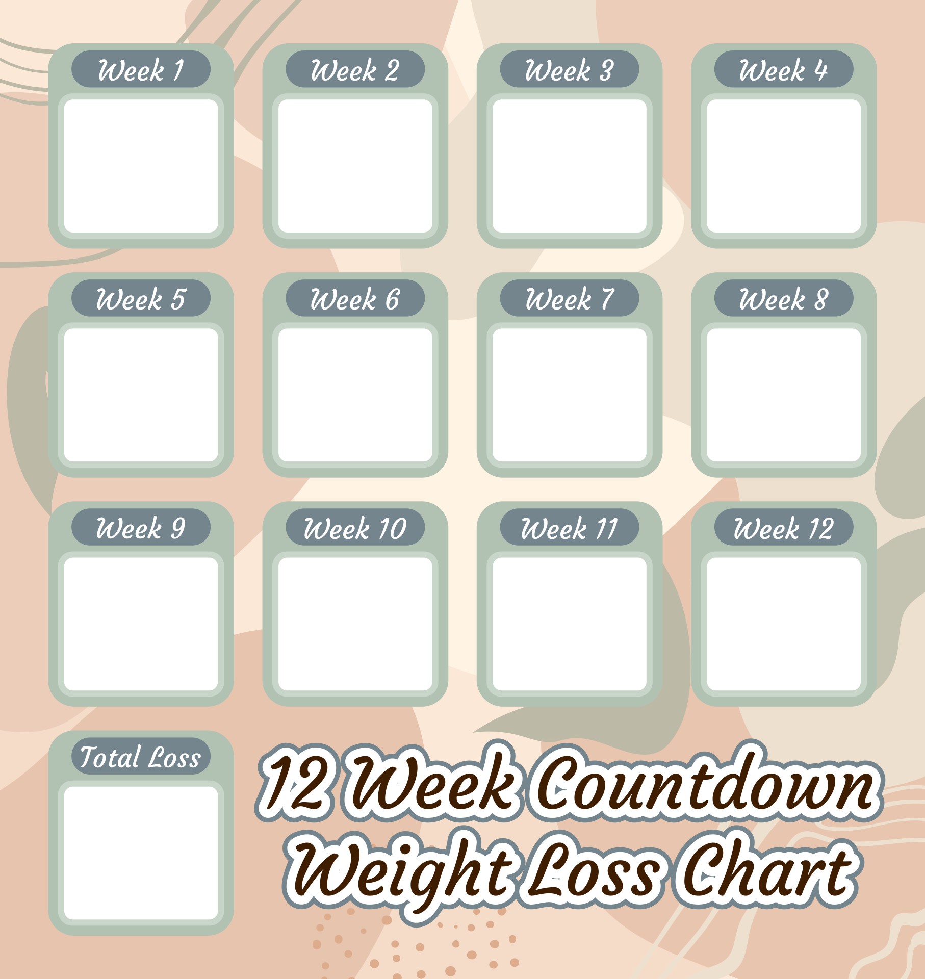 Printable 12 Week Countdown Weight Loss Chart