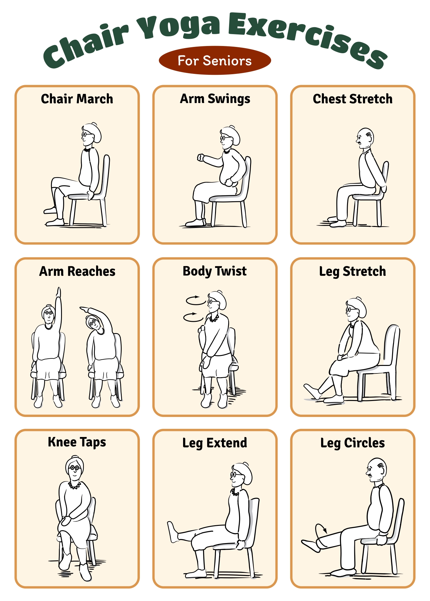 Printable Chair Yoga Exercises For Seniors, Printablee