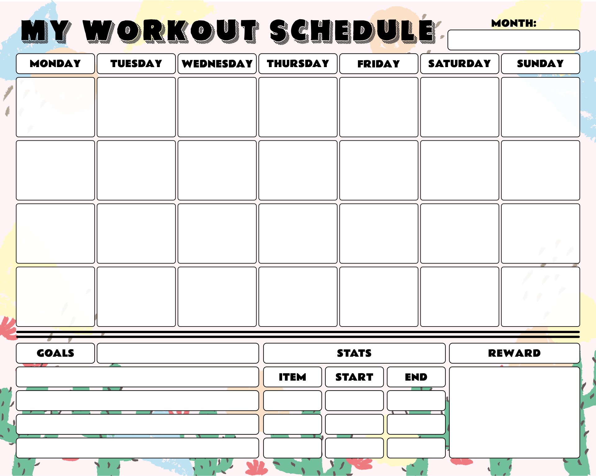 Printable Workout Schedule Template
