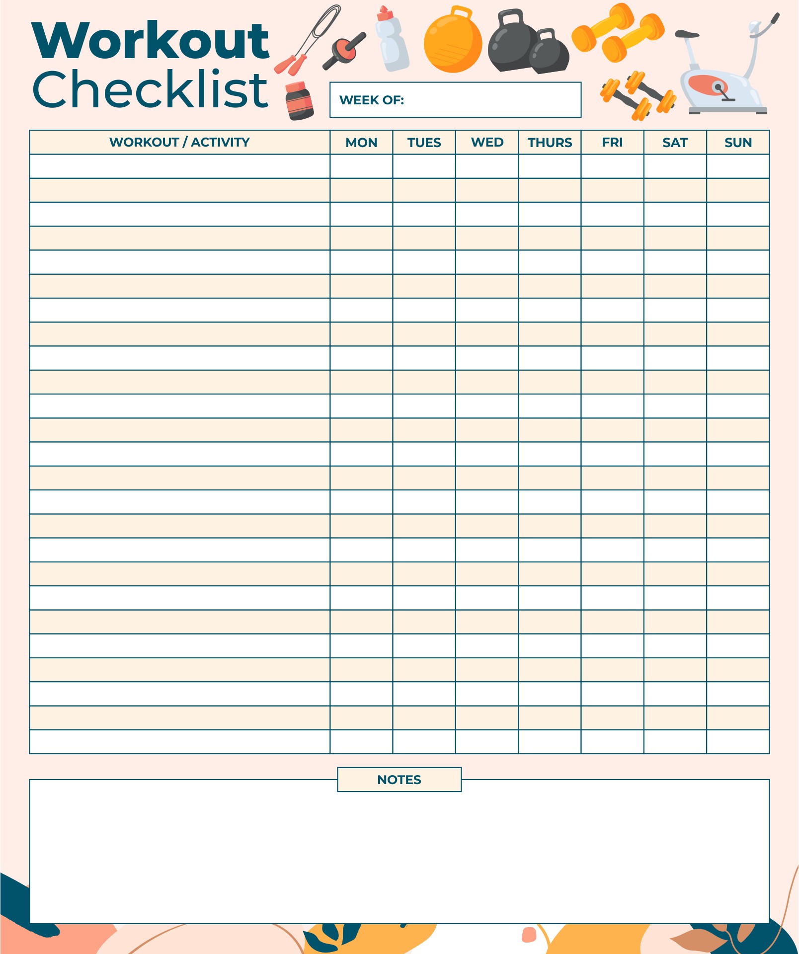 Workout Checklist Printable