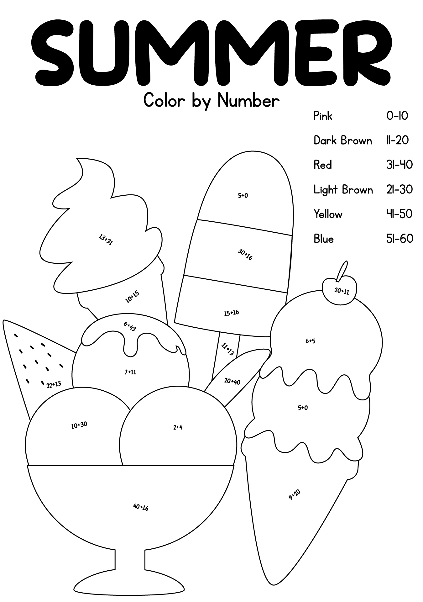 Summer Coloring Sheets Printable Color By Number For Kids