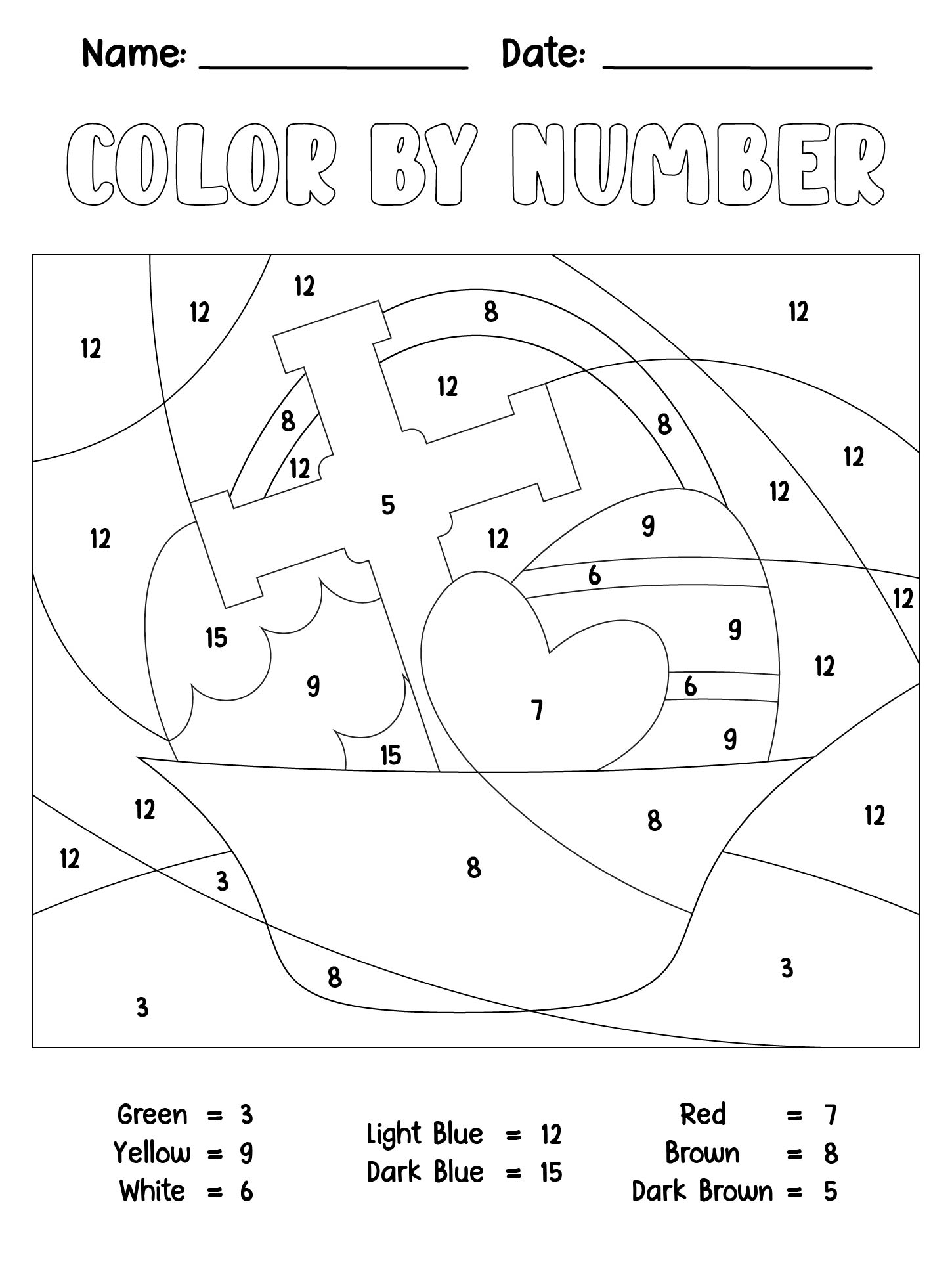 Christian Easter Color By Number Worksheets Printable