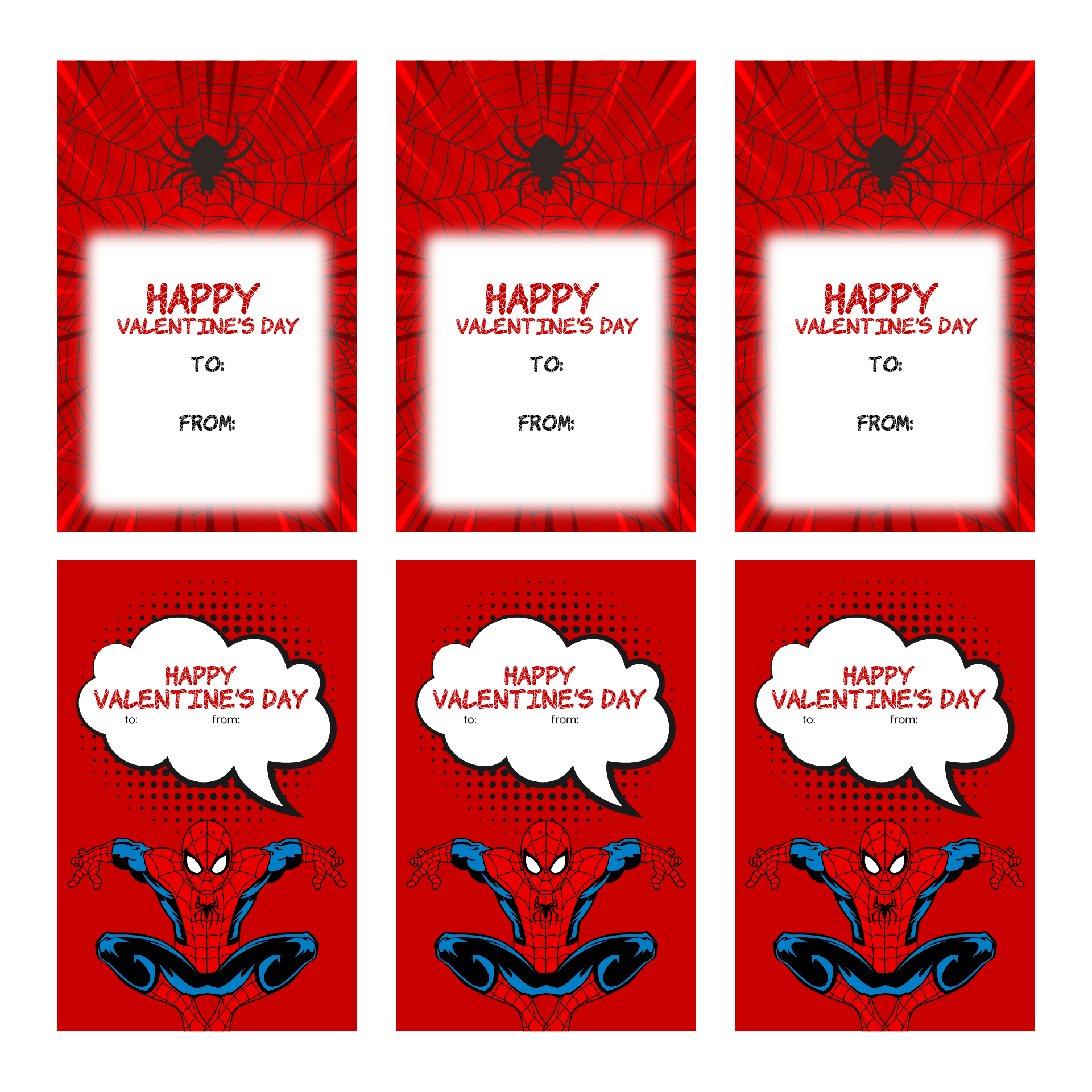 Kids Printable Valentine Cards With Spider Man