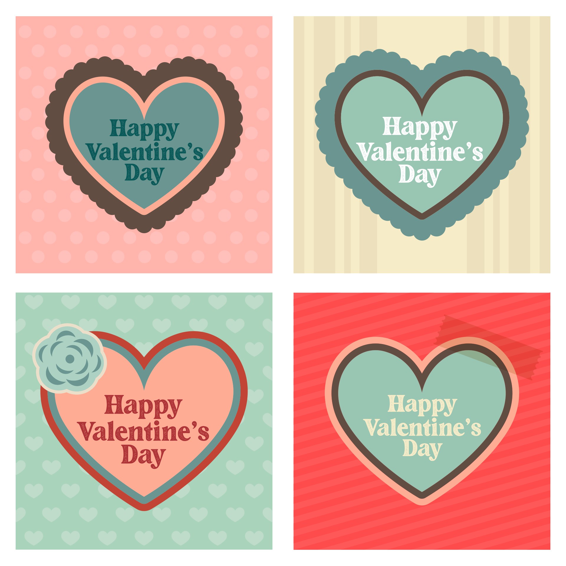 Retro Hearts Printable Valentine Day