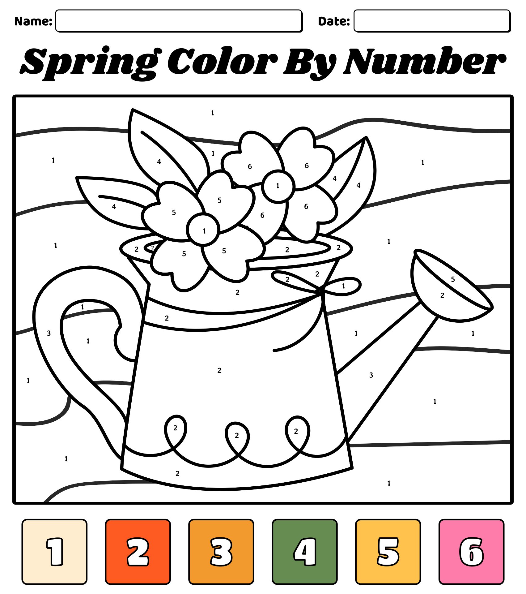 Spring Coloring By Number Printable