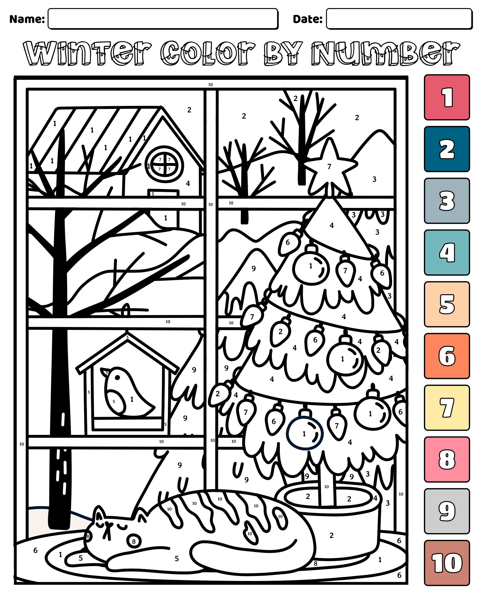 Winter Color By Number Printable