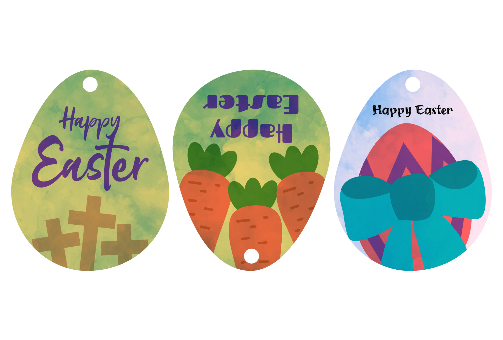 Watercolor Happy Easter Tags Printable