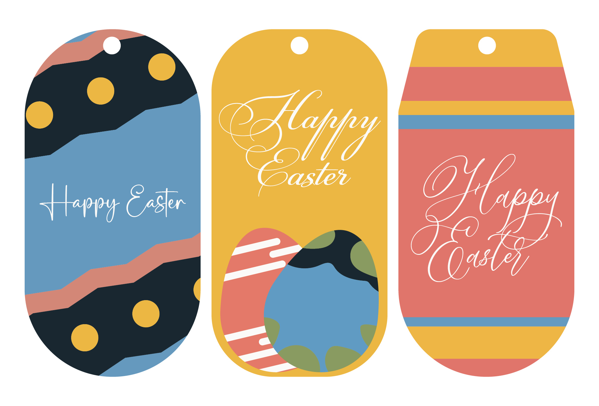 Minimalist Happy Easter Tags Printable