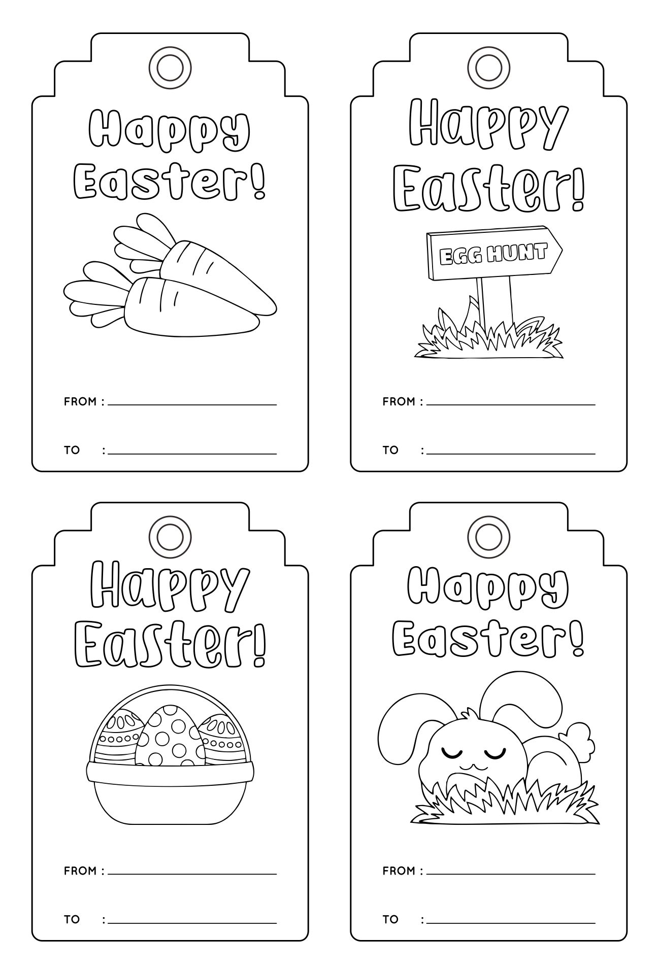 Color-Your-Own Easter Basket Tags Printable