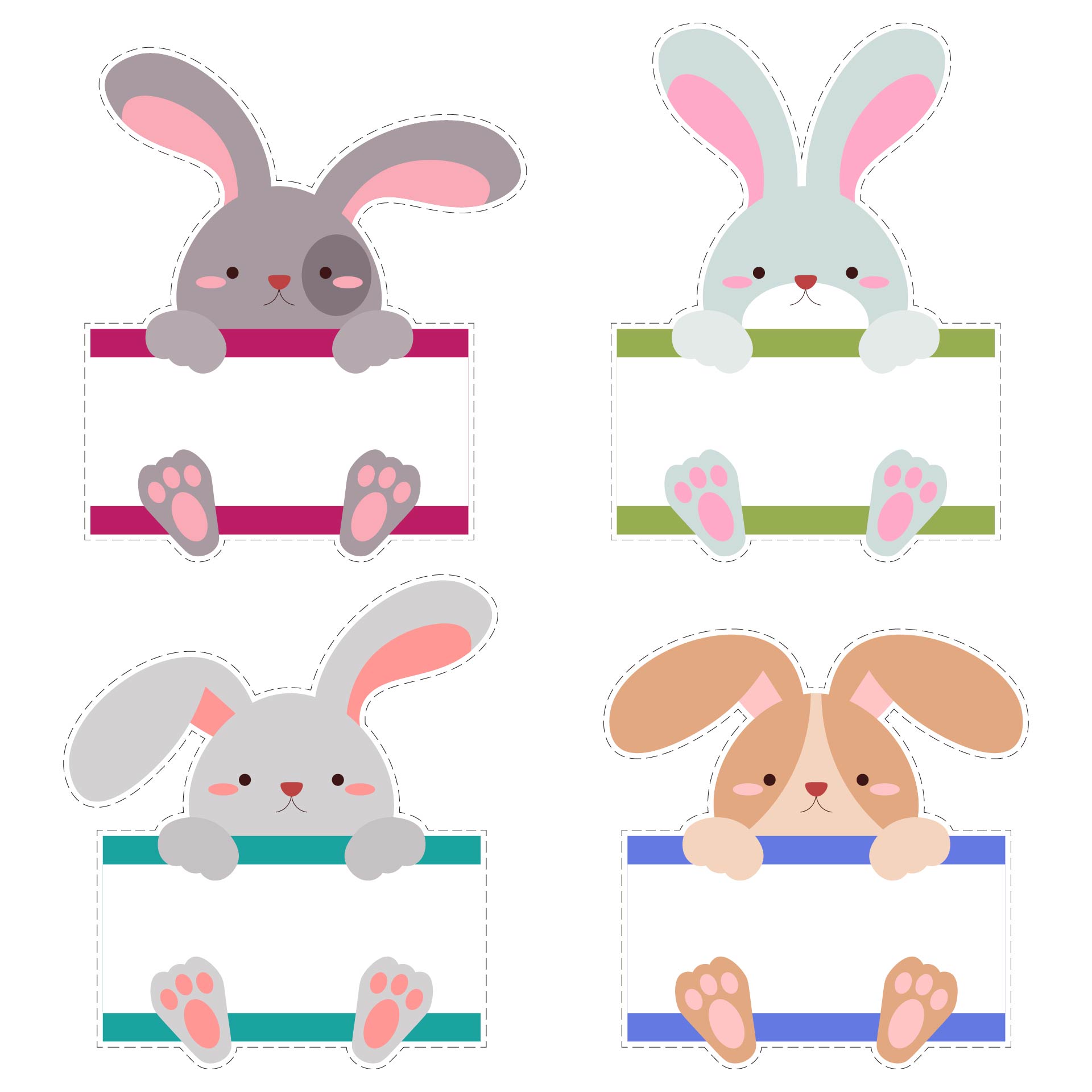 Colorful Easter Bunny Name Tags