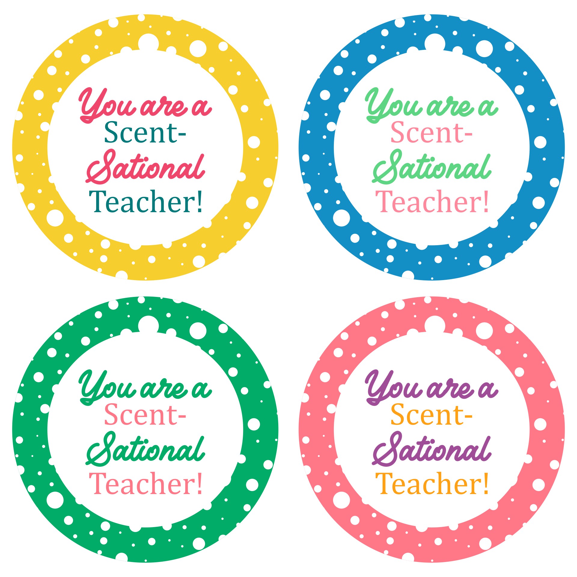 Printable Candle Gift Tags For Favorite Teacher