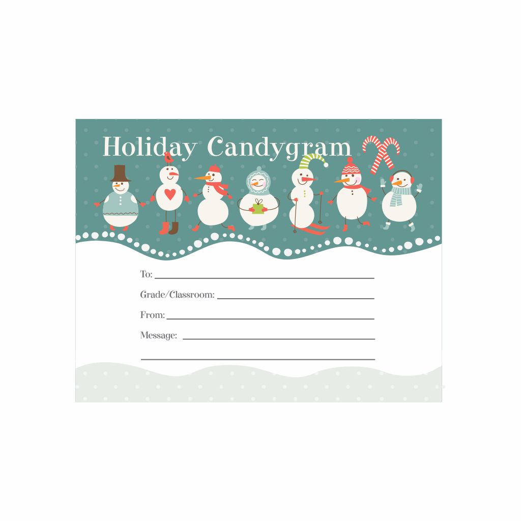 Cute snowman Christmas candy gram sayings printable