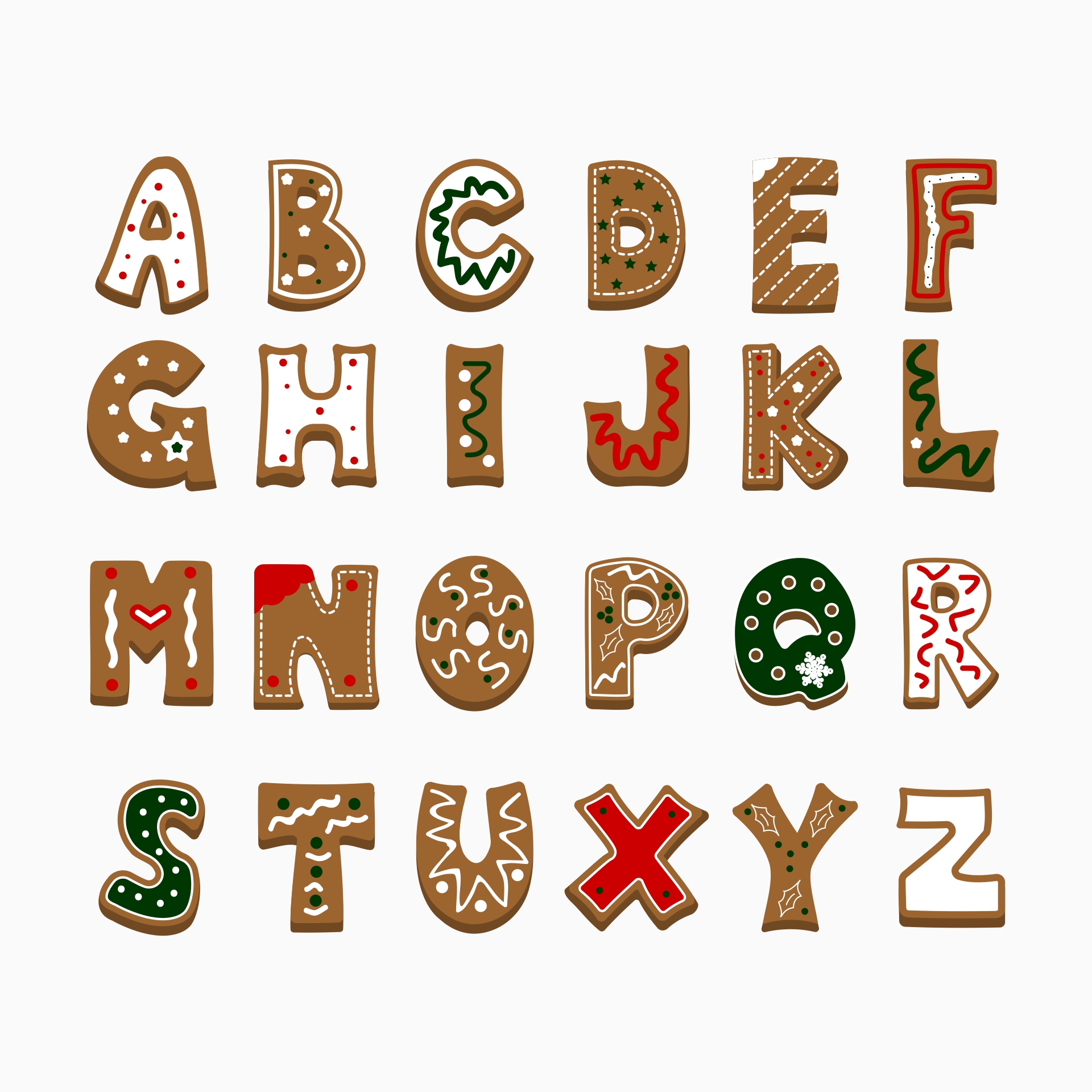 Printable Christmas Bubble Letters