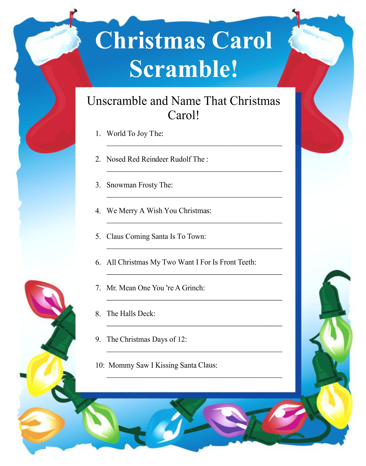 10 Best Printable Christmas Song Scramble PDF for Free at Printablee