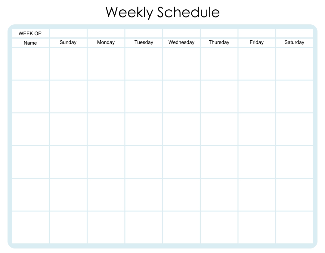 Family Weekly Schedule Template