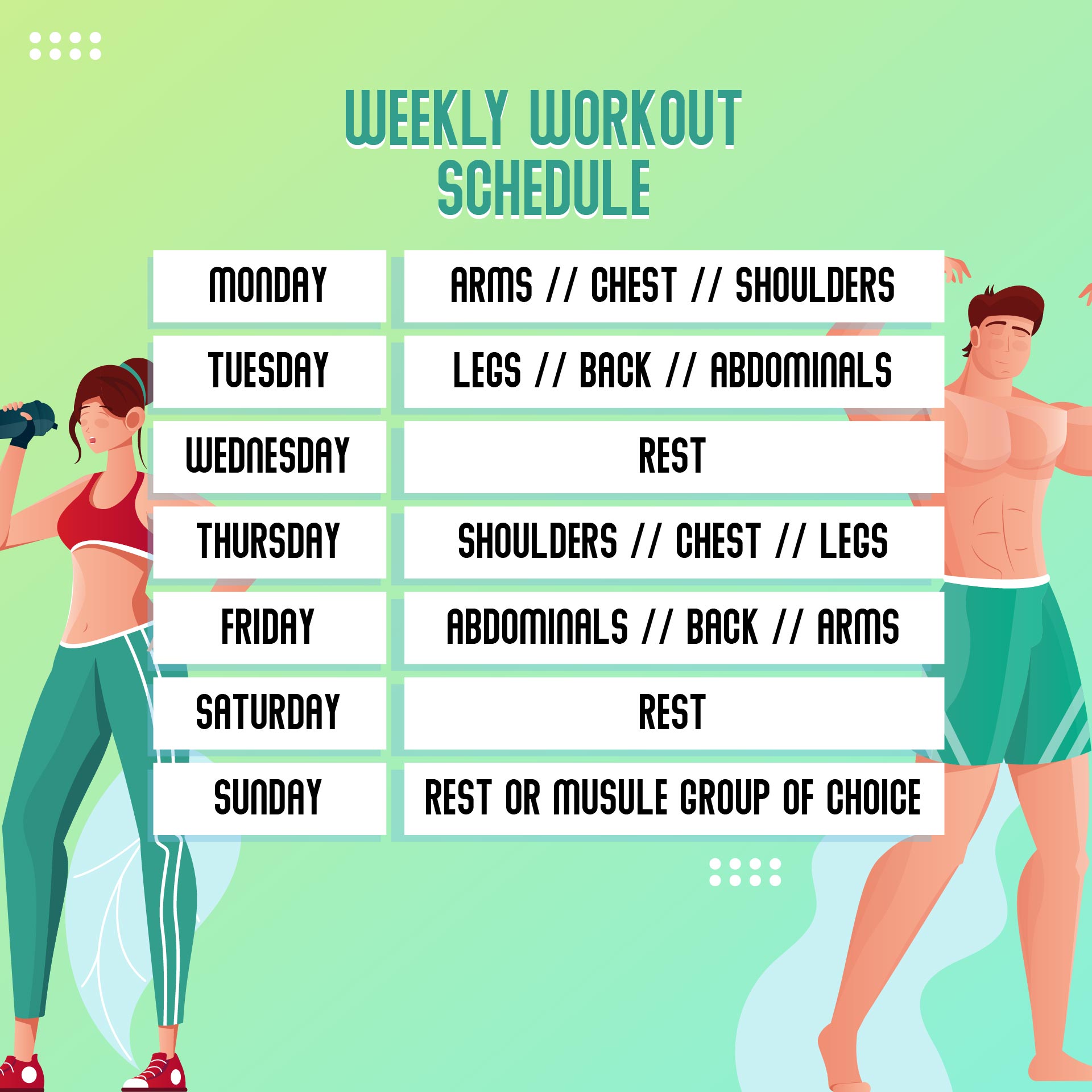 Workout Schedule Example