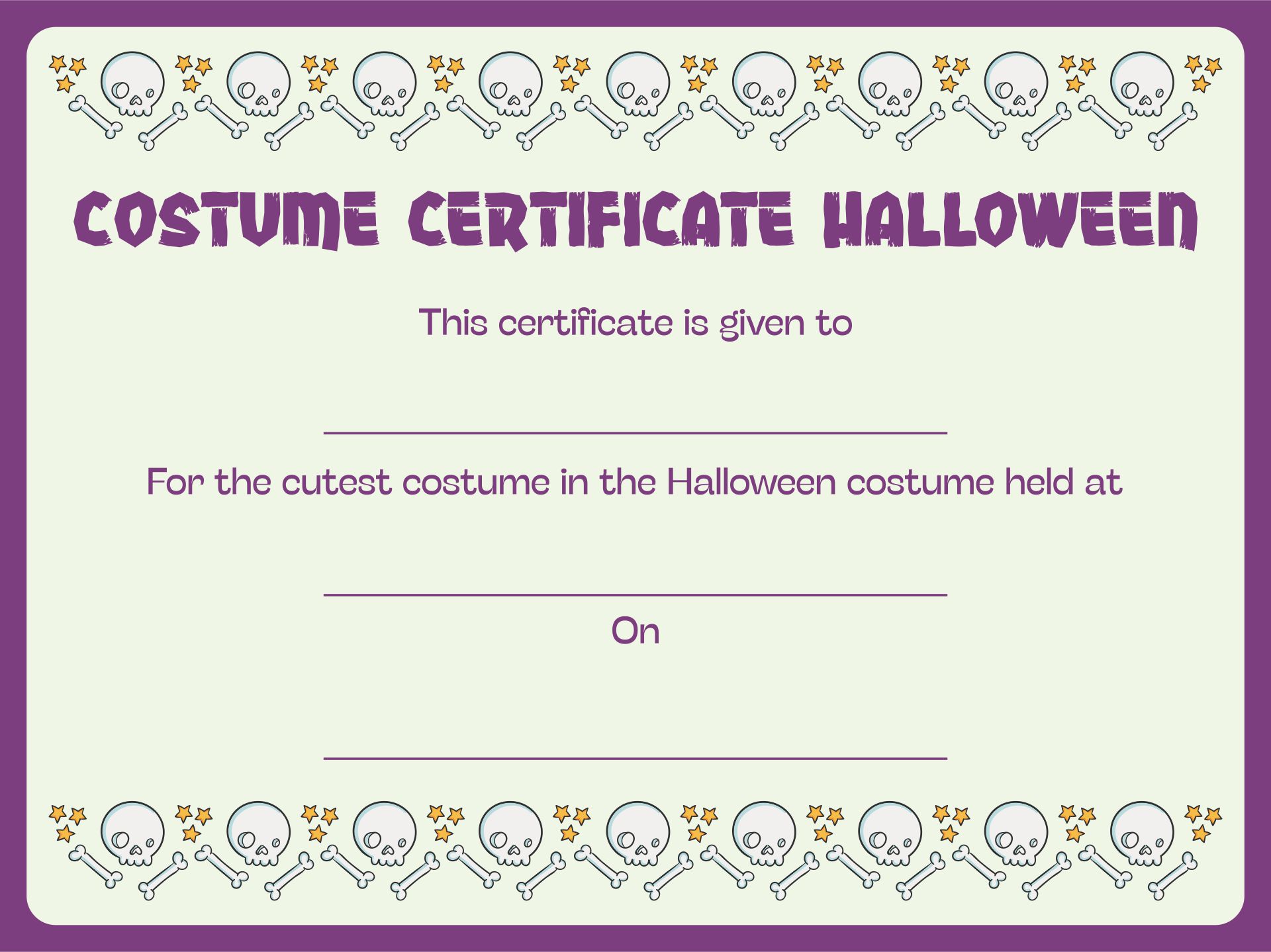 Halloween Costume Certificates