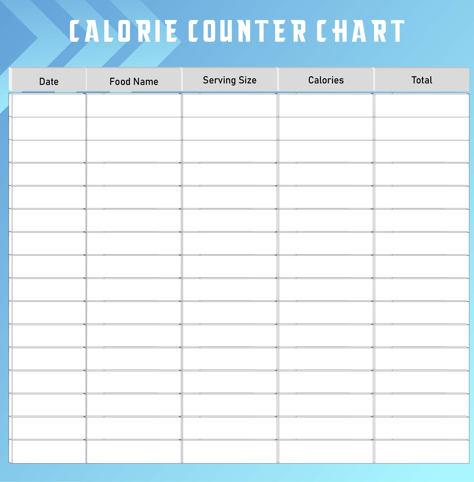 Printable Calorie Counter Chart