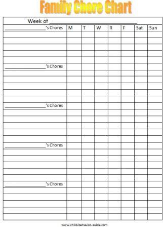 Printable Chore Charts Family