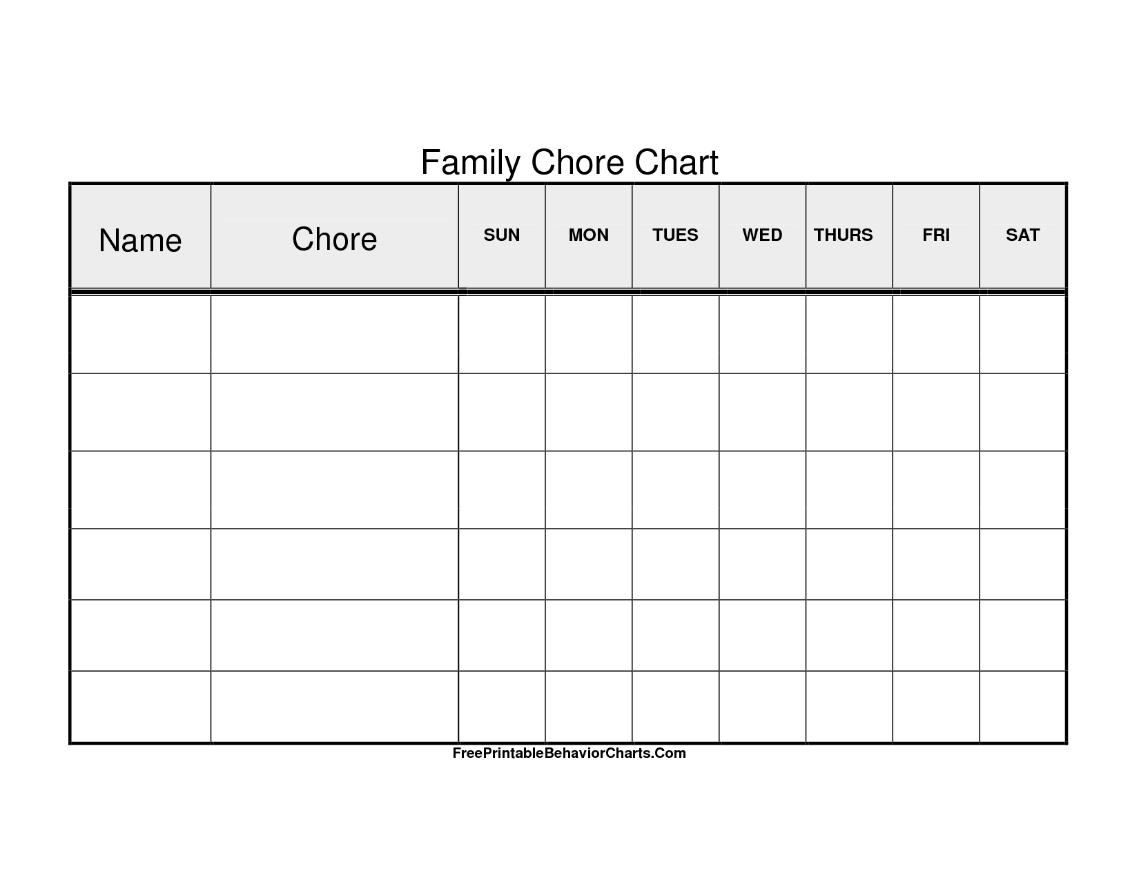 Printable Family Chore Chart Template