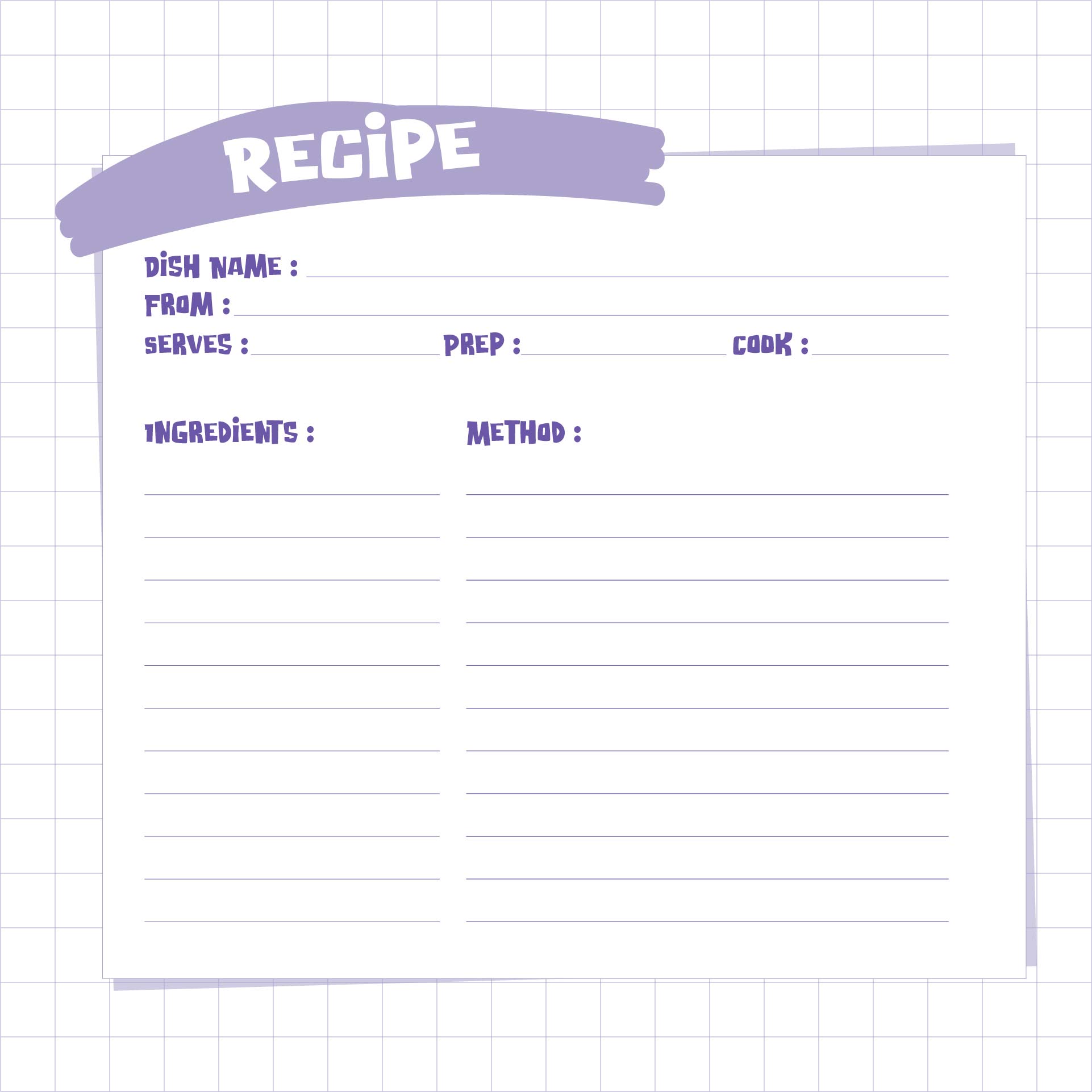 Printable Full Page Recipe Card Template