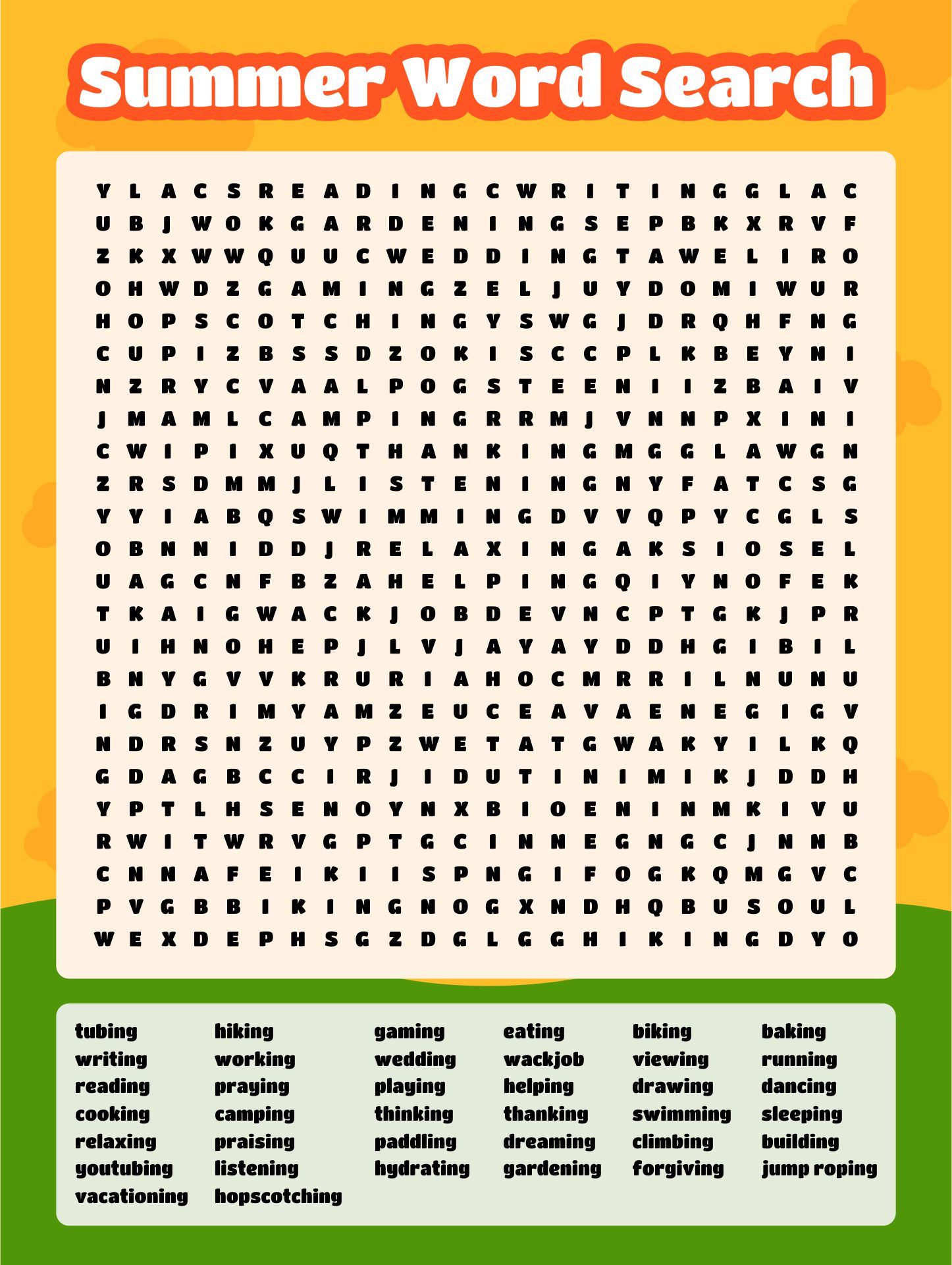 Printable Summer Word Searches for Adults