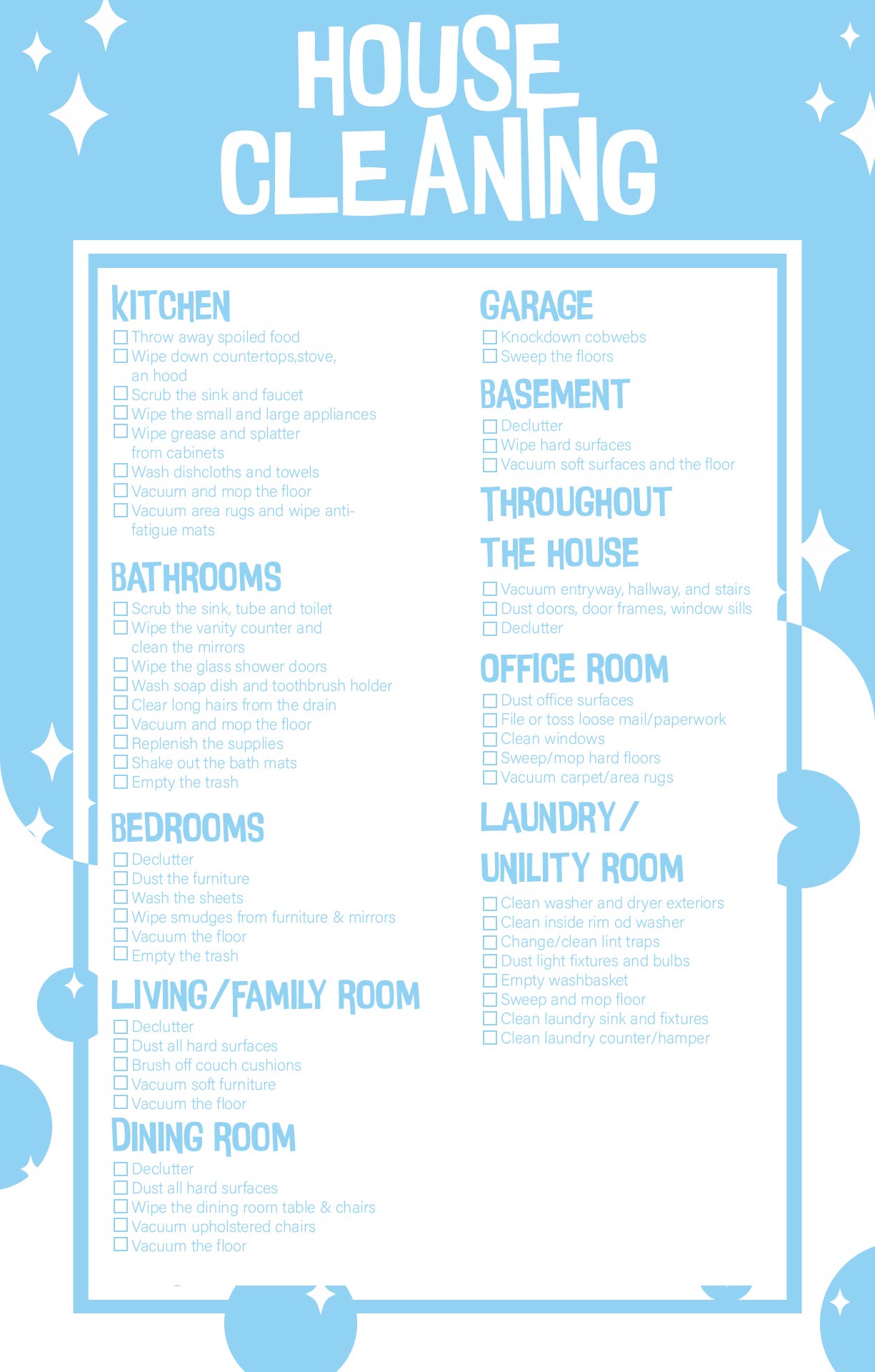 Printable Cleaning Checklists For Daily Weekly And Monthly Cleaning 