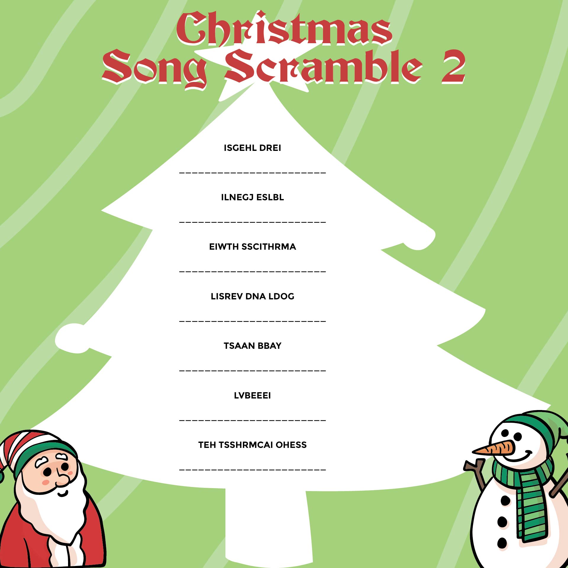  Printable Christmas Song Scramble