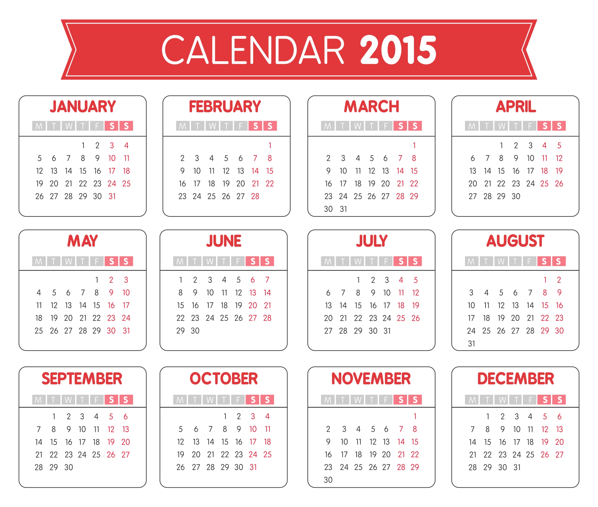 2015 Calendar Printable Full Page