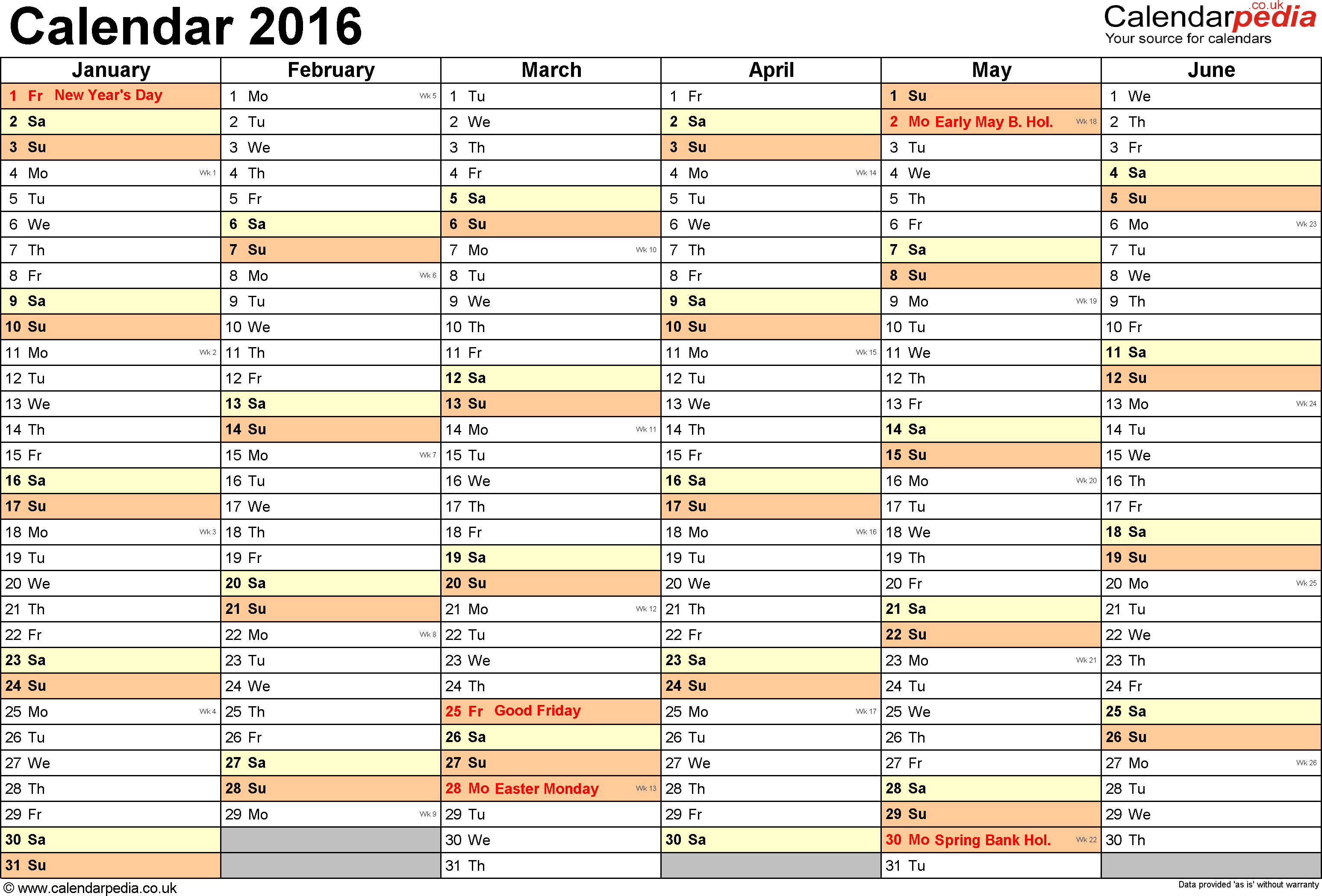 Weekly Calendar 2016 Template from www.printablee.com