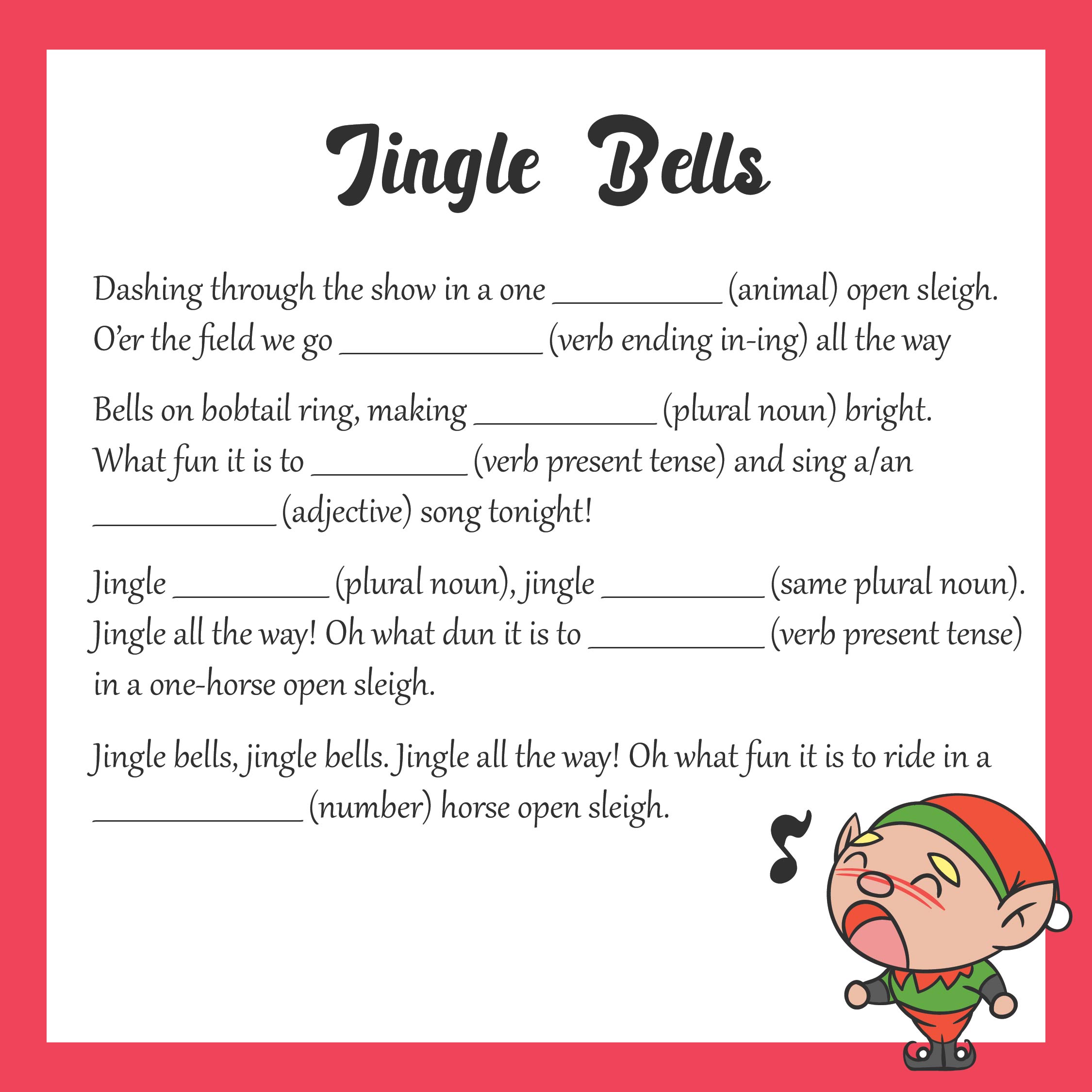 Christmas Mad Libs Printable Sheets