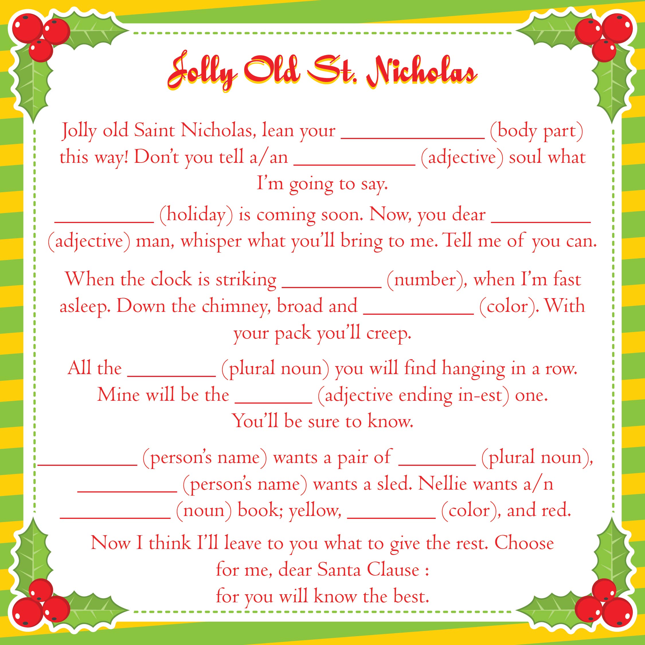 7 Best Christmas Mad Libs Printable Sheets